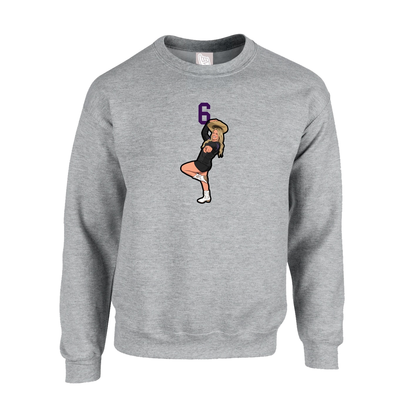 Fleece Crew — Number Top in Grey