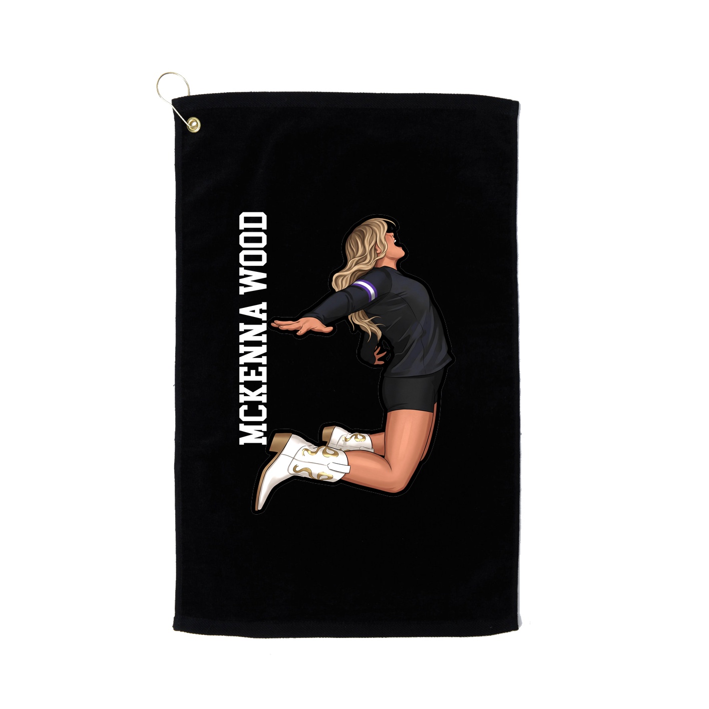 Golf Towel — Name Vertical in Black