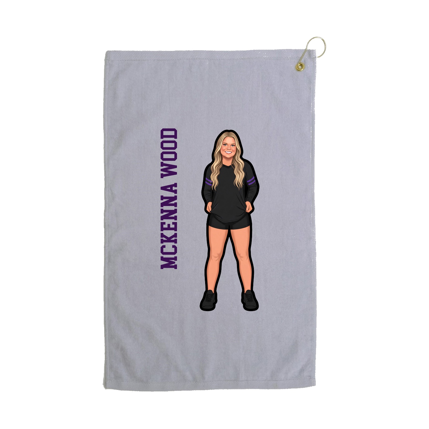 Golf Towel — Name Vertical in Grey