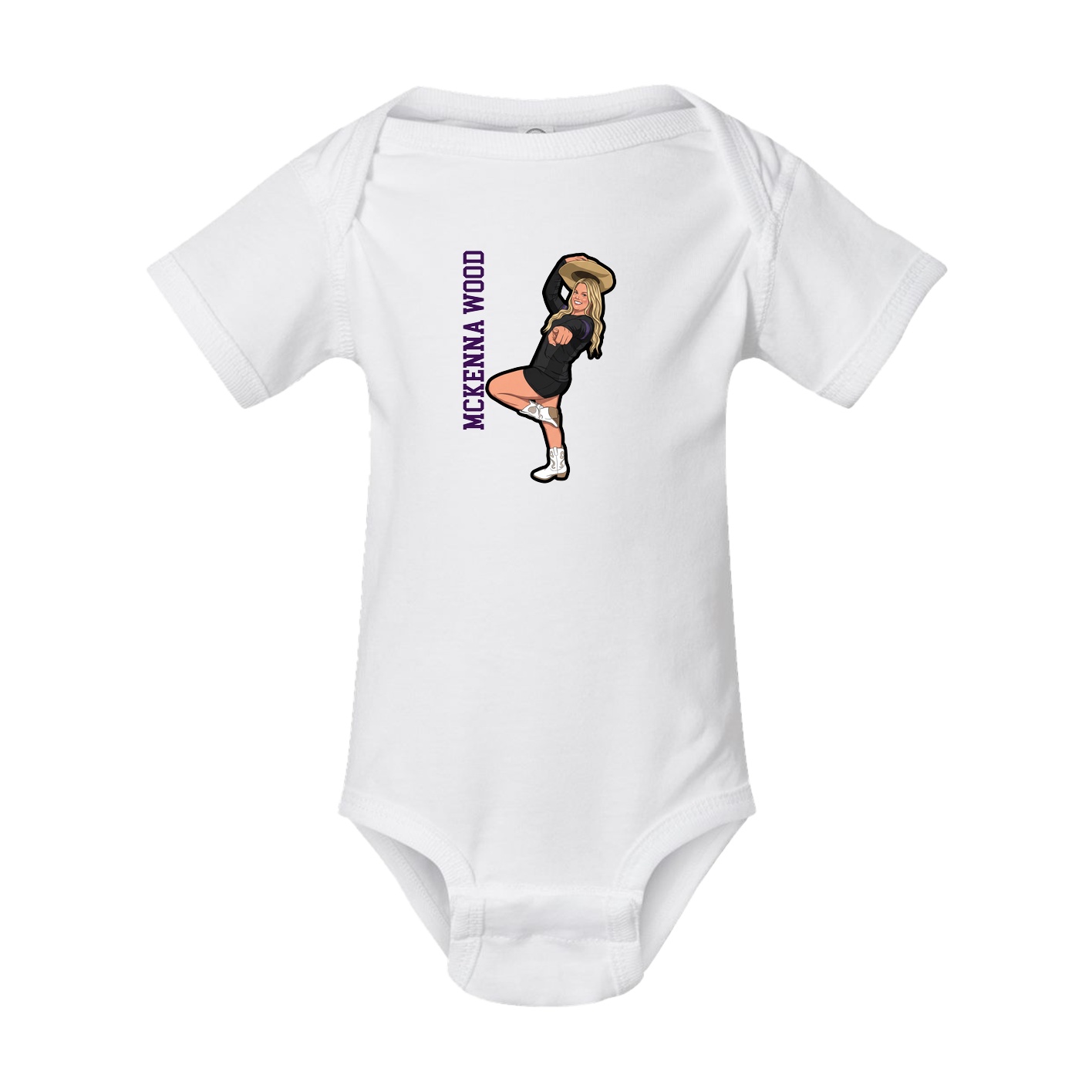 Baby Onesie — Name Vertical in White