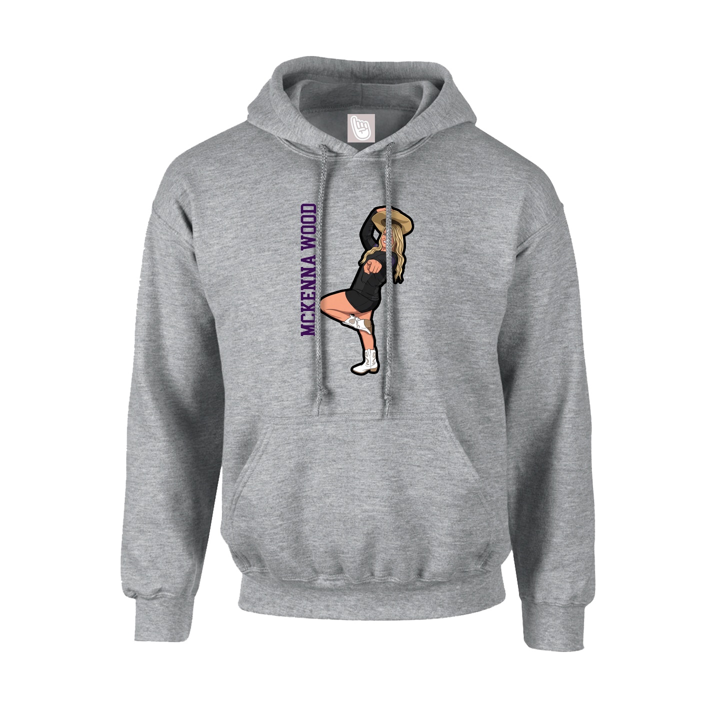 Youth Hoodie — Name Vertical in Grey