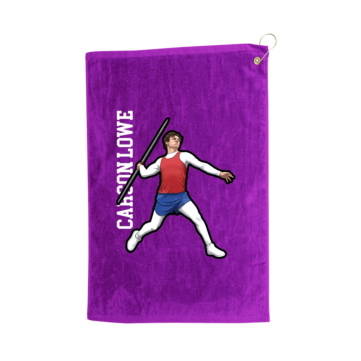 Golf Towel — Name Vertical in Purple