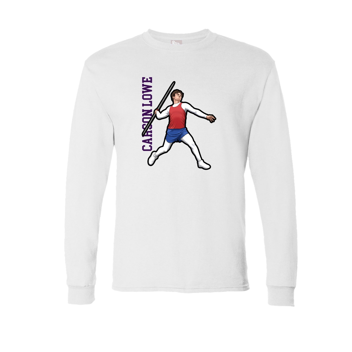 Long Sleeve Tee — Name Vertical in White