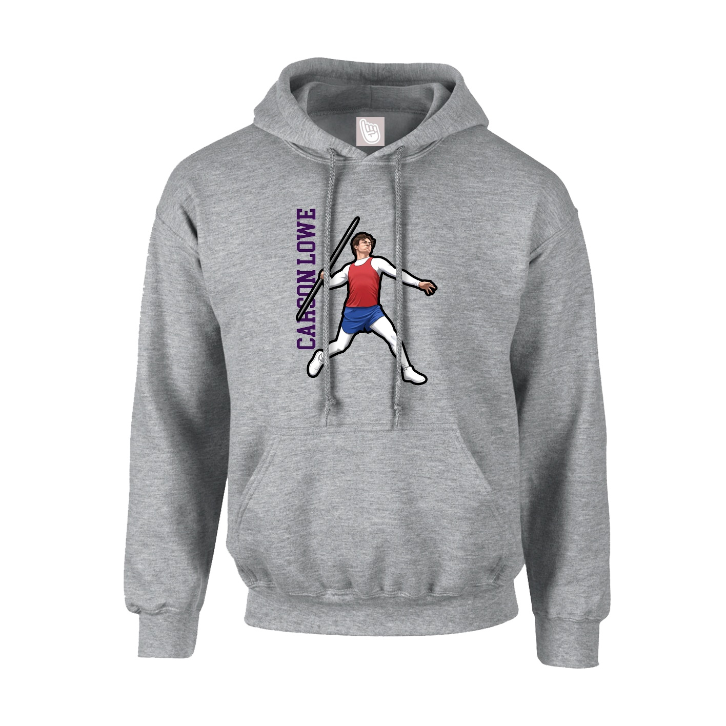 Youth Hoodie — Name Vertical in Grey