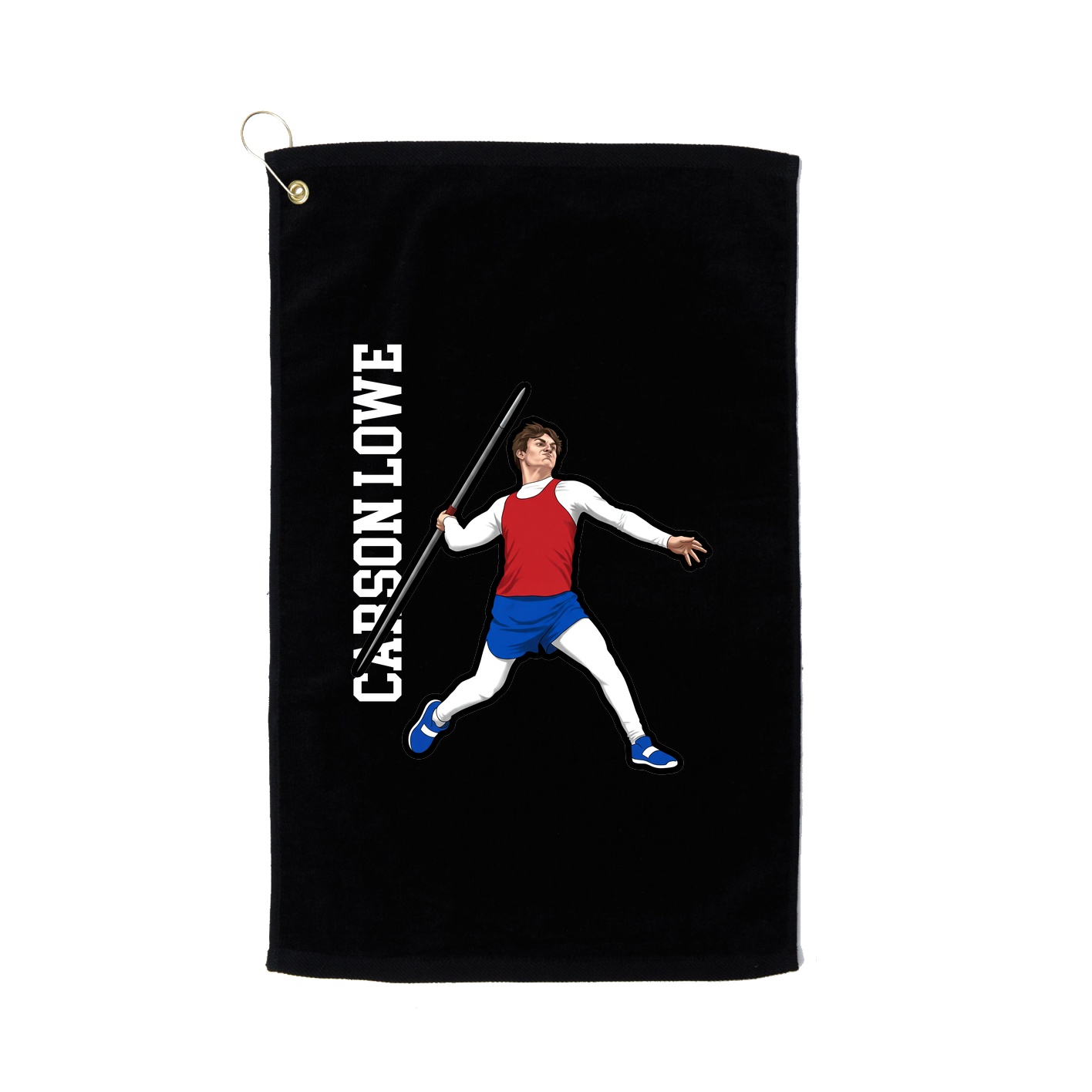 Golf Towel — Name Vertical in Black