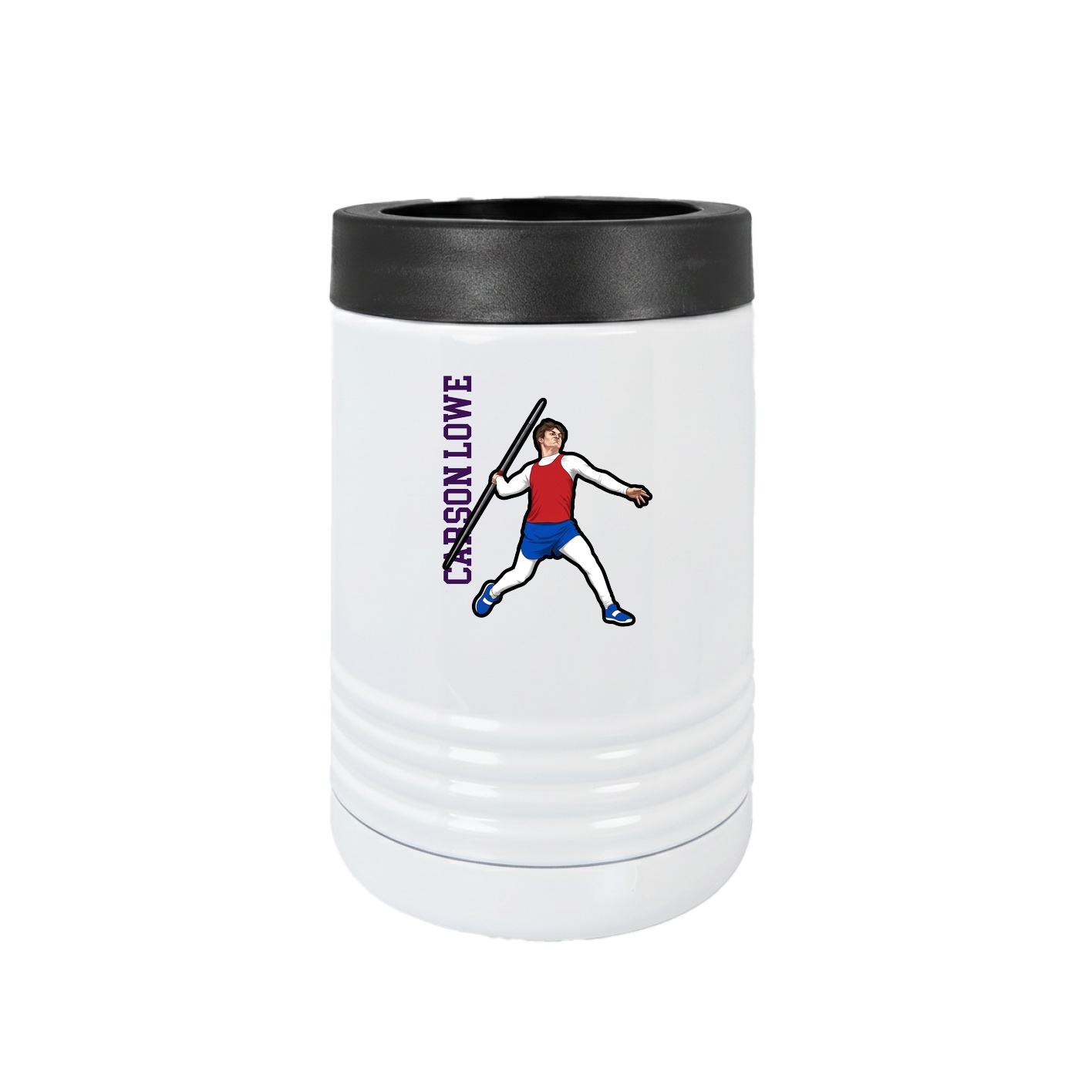 Beverage Holder — Name Vertical in White