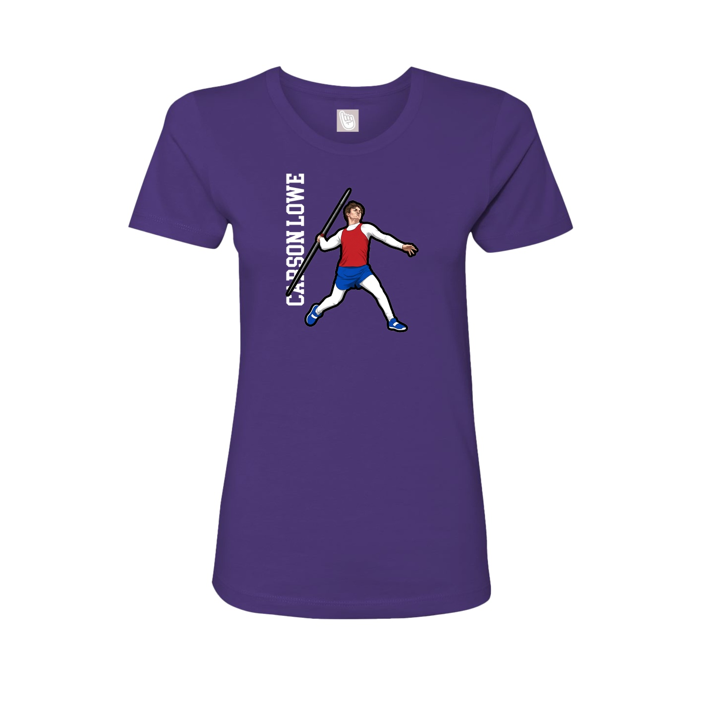 Fitted Women's Tee — Name Vertical in Purple