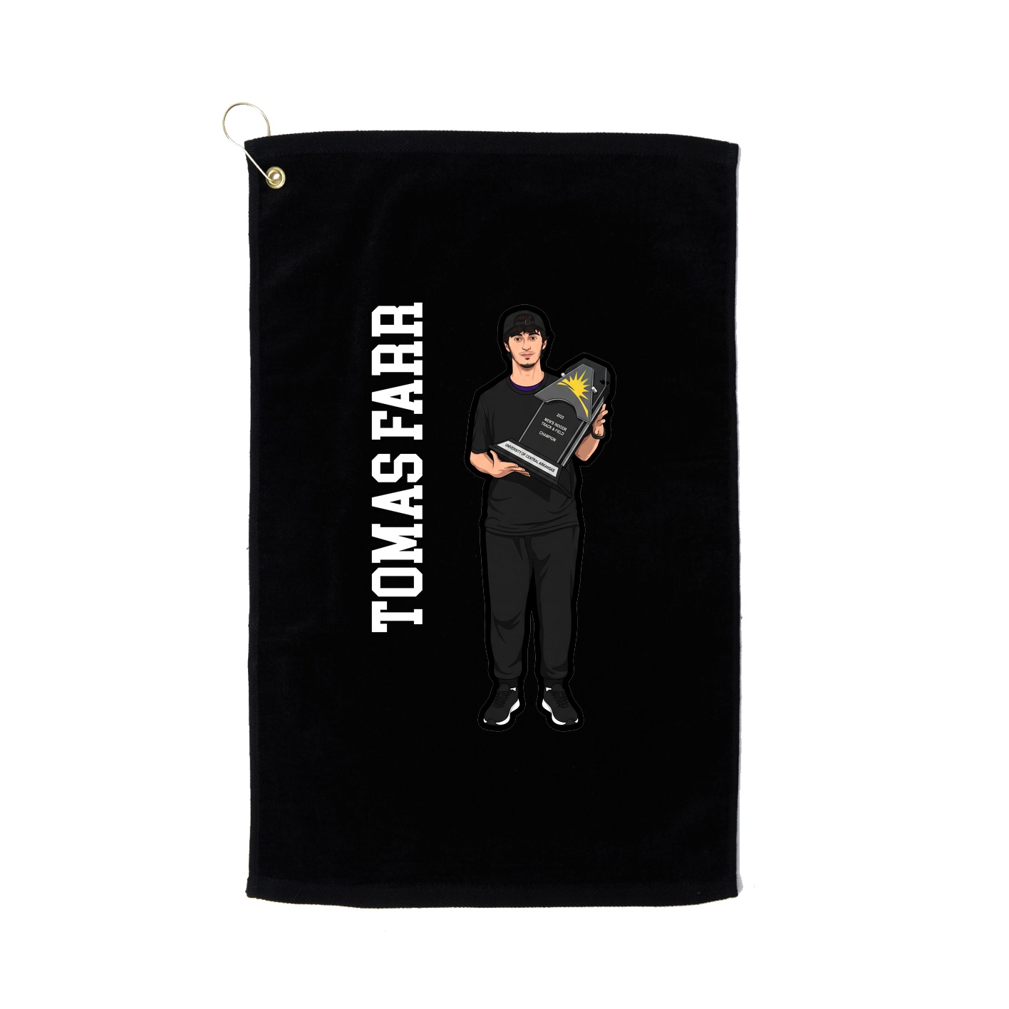 Golf Towel — Name Vertical in Black