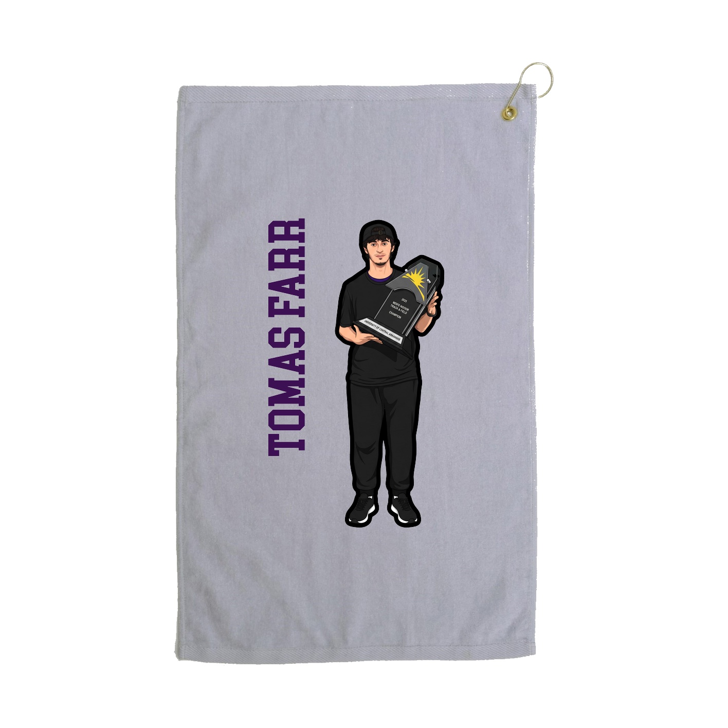 Golf Towel — Name Vertical in Grey