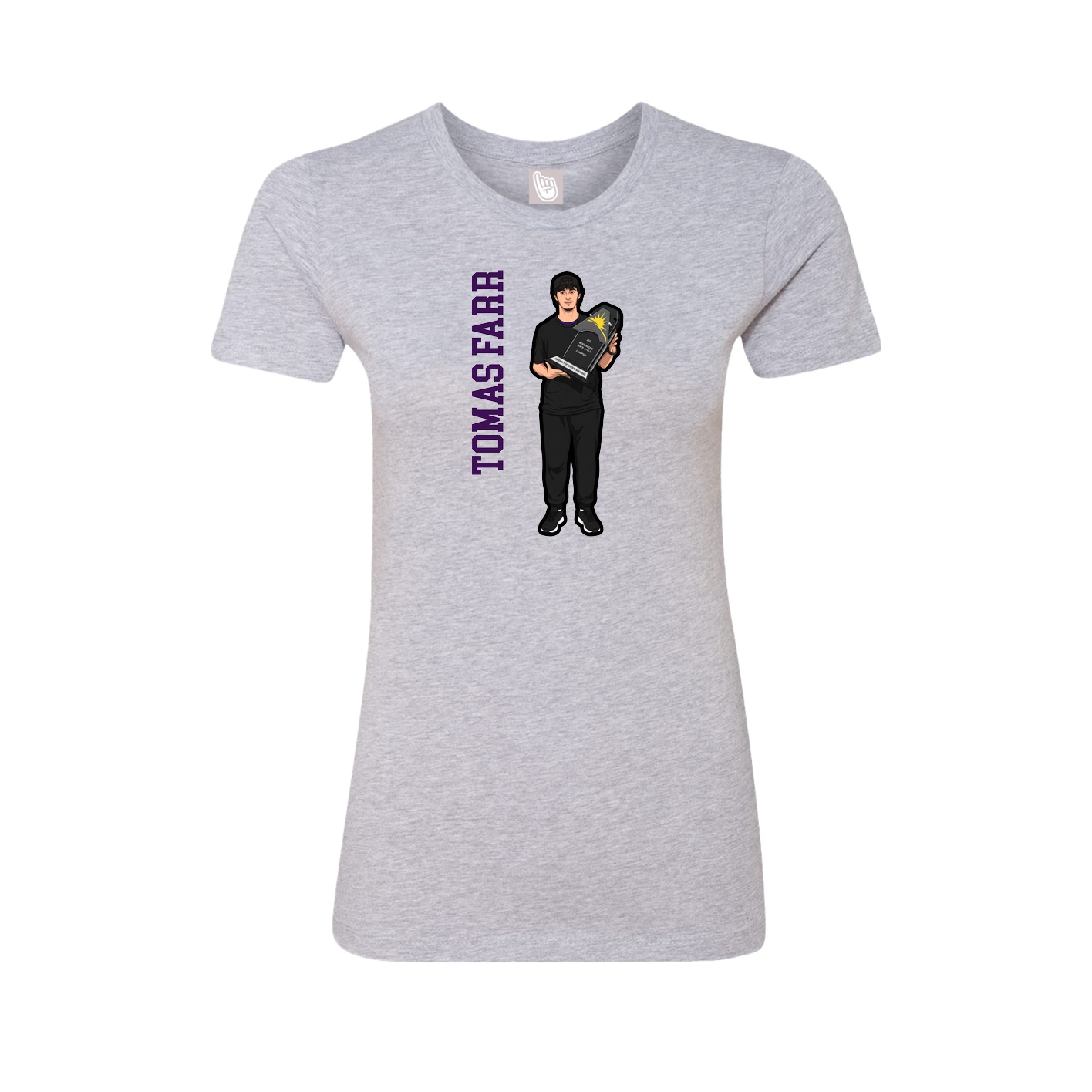 Fitted Women's Tee — Name Vertical in Grey