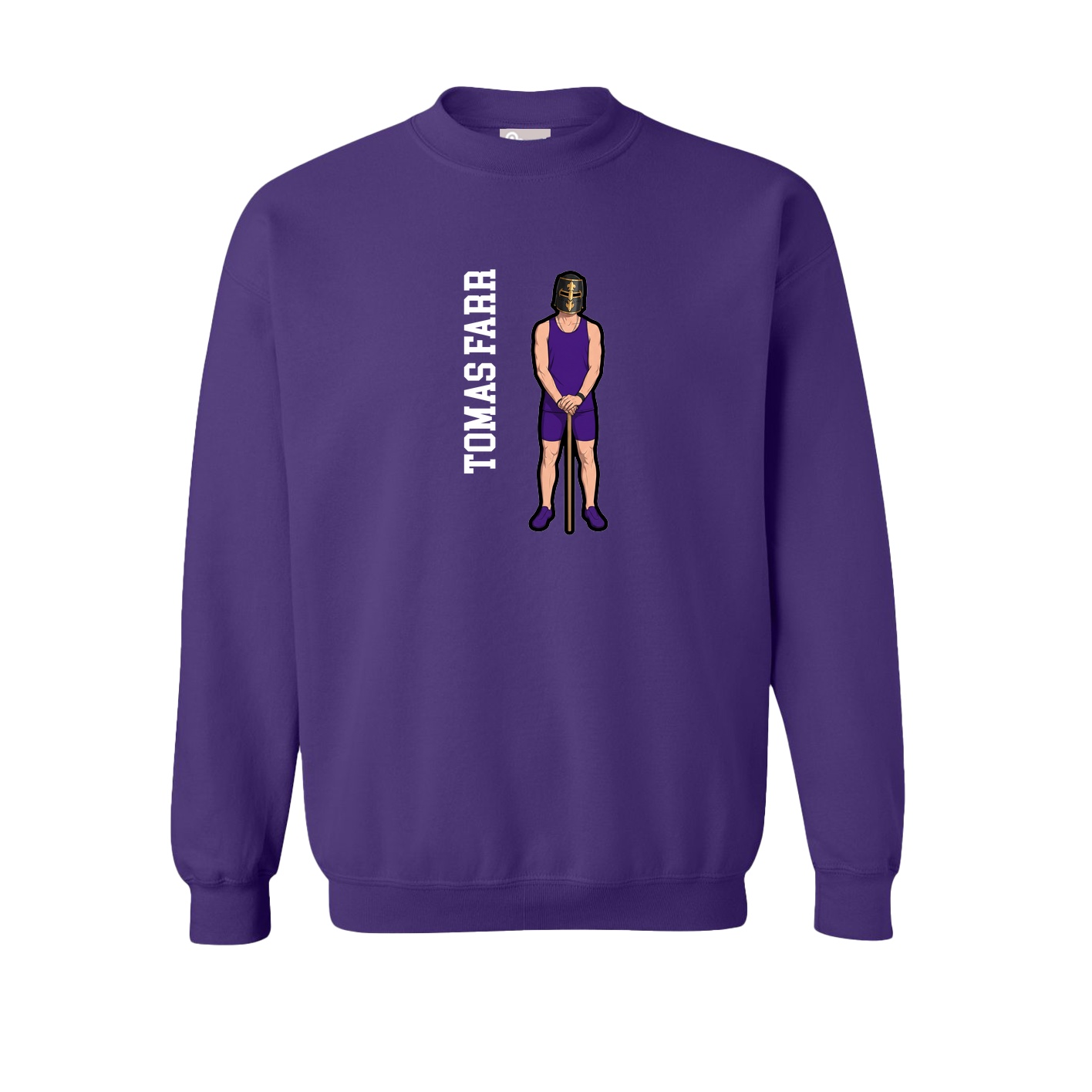 Fleece Crew — Name Vertical in Purple