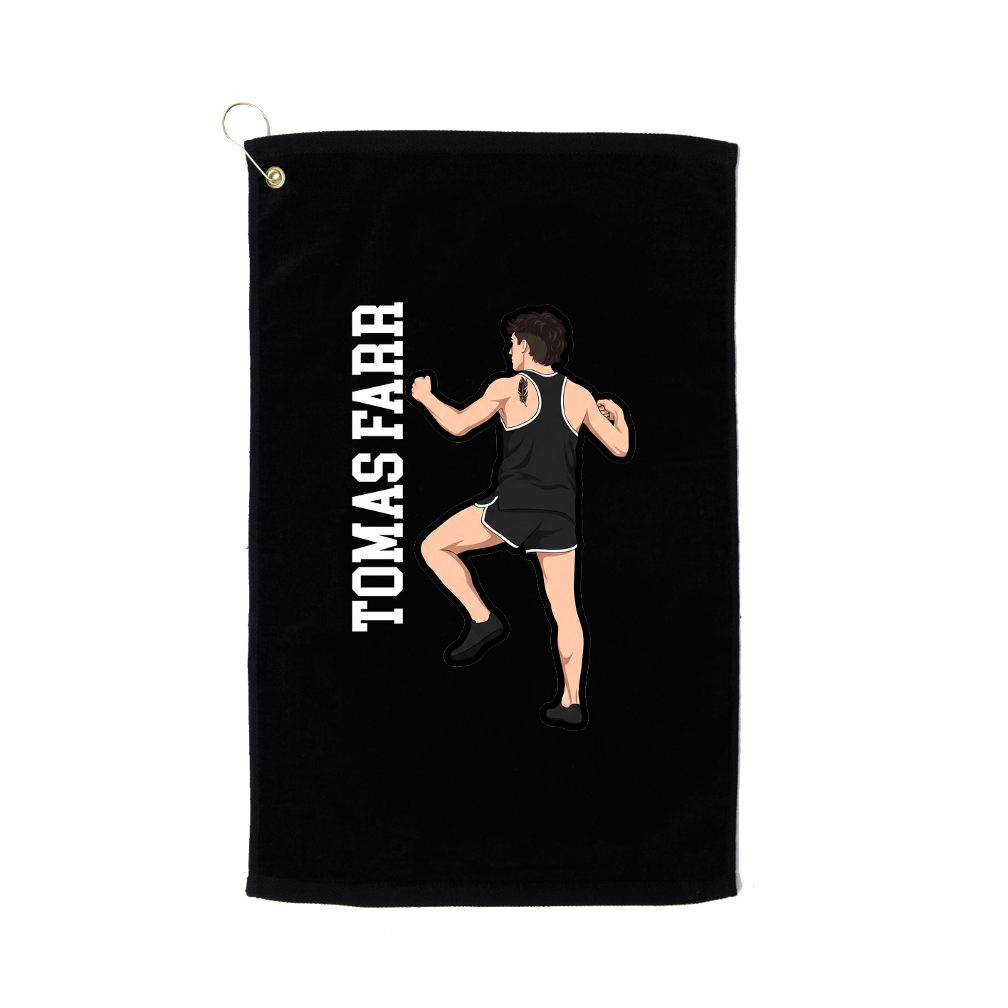 Golf Towel — Name Vertical in Black
