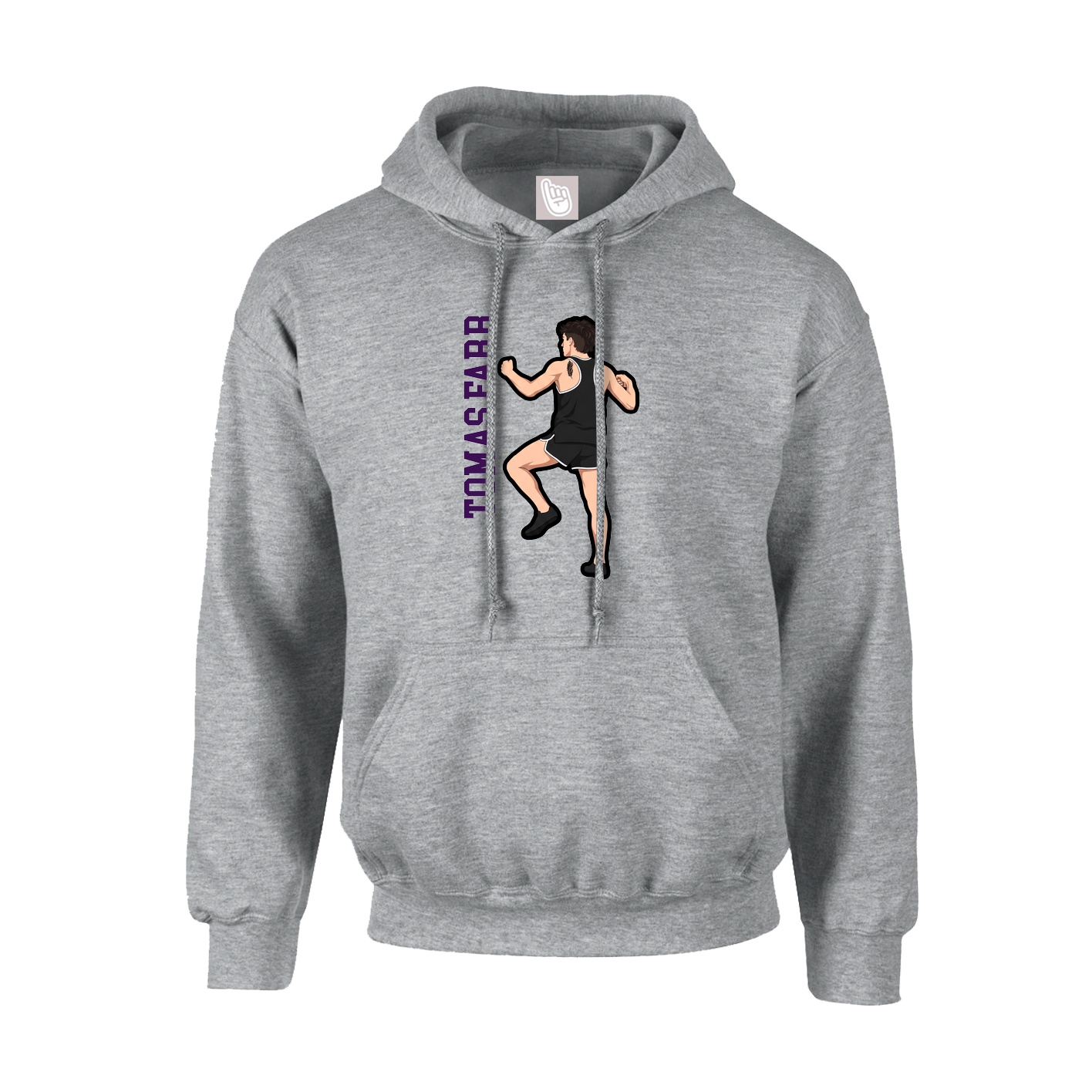 Youth Hoodie — Name Vertical in Grey