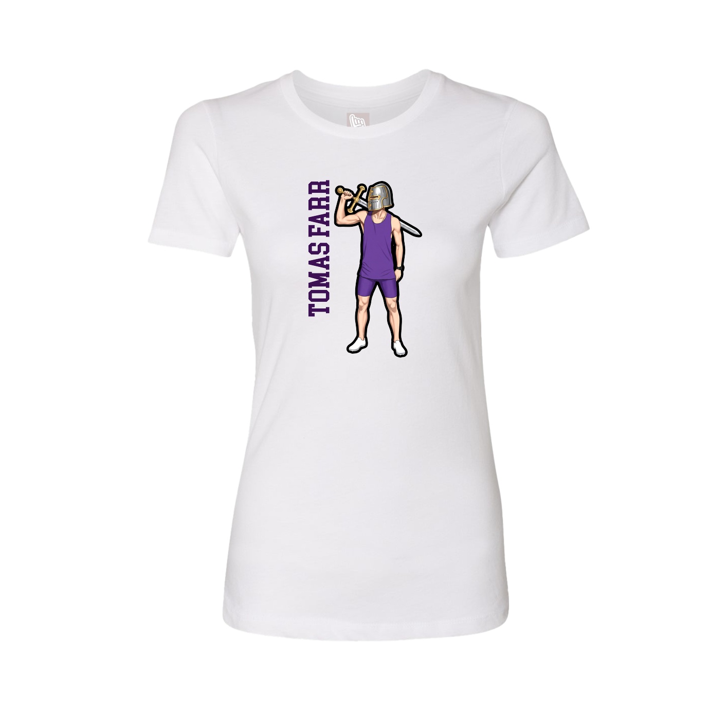 Fitted Women's Tee — Name Vertical in White