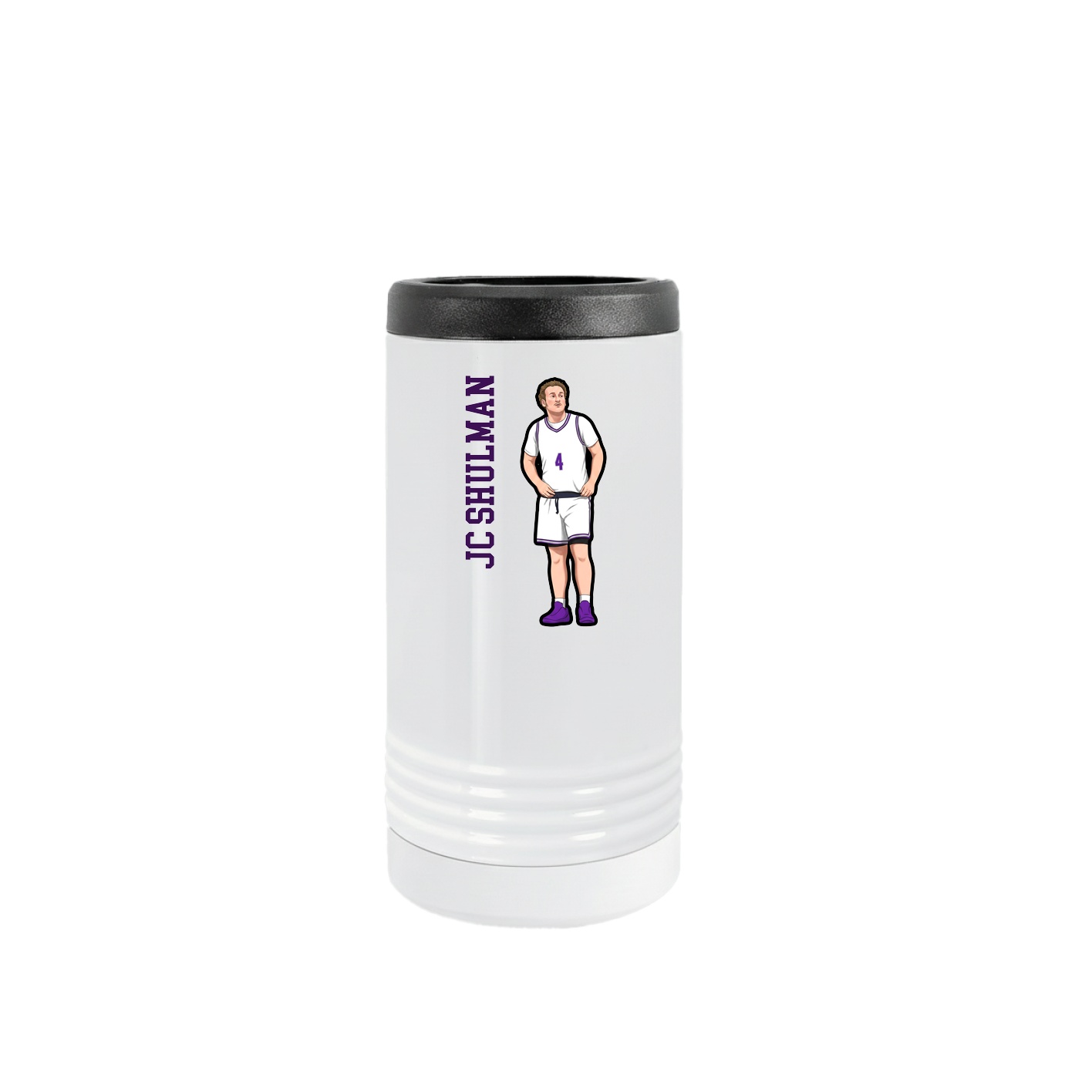 Slim Beverage Holder — Name Vertical in White