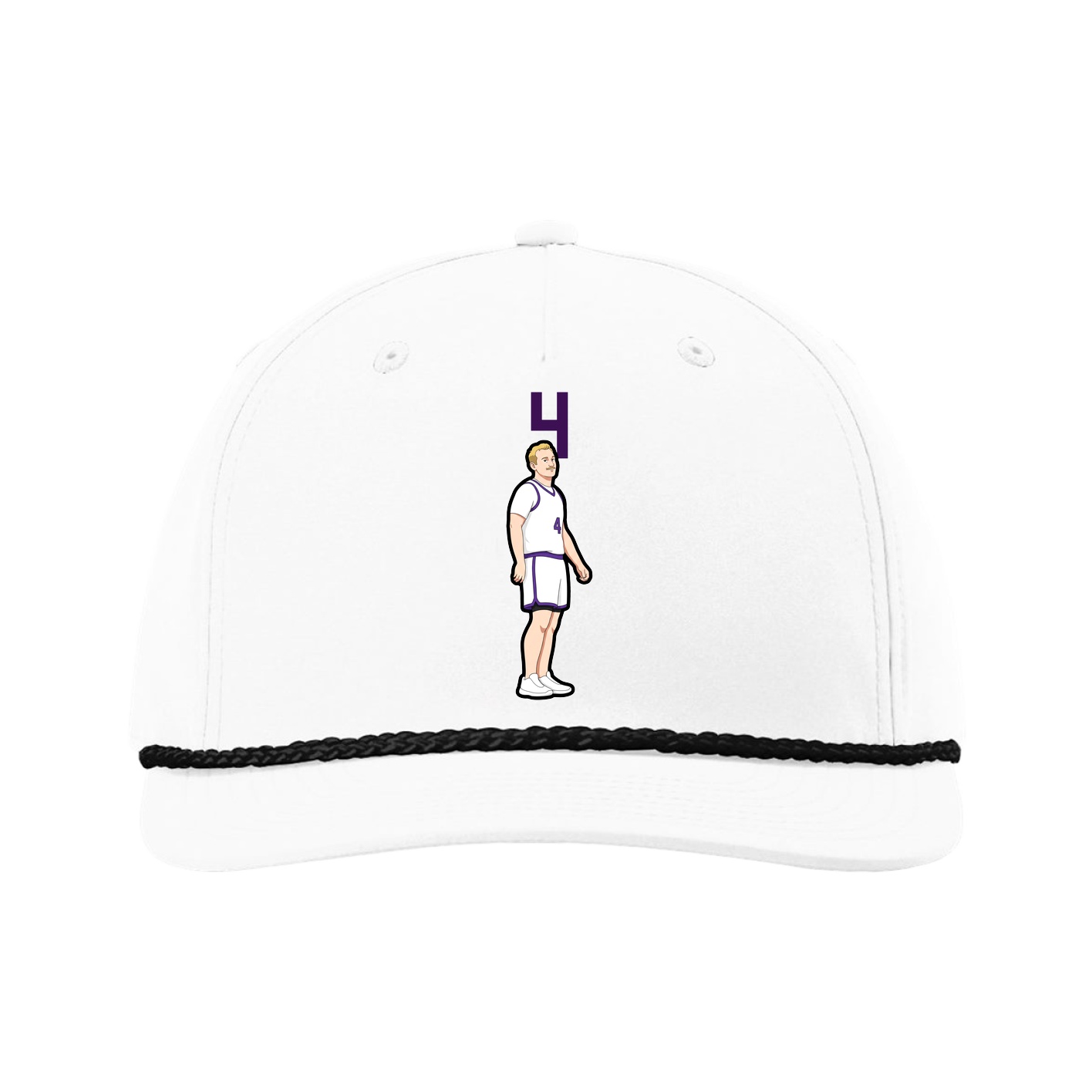 Five-Panel Classic Rope Cap — Number Top in White