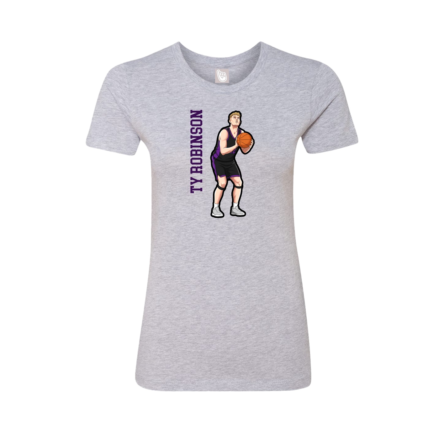 Fitted Women's Tee — Name Vertical in Grey