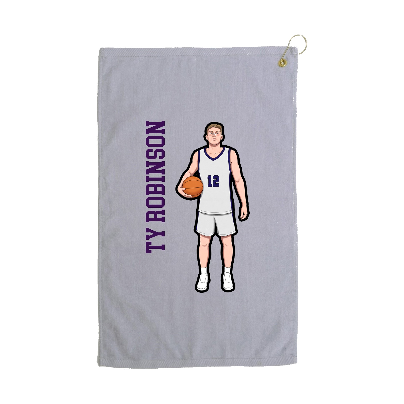 Golf Towel — Name Vertical in Grey