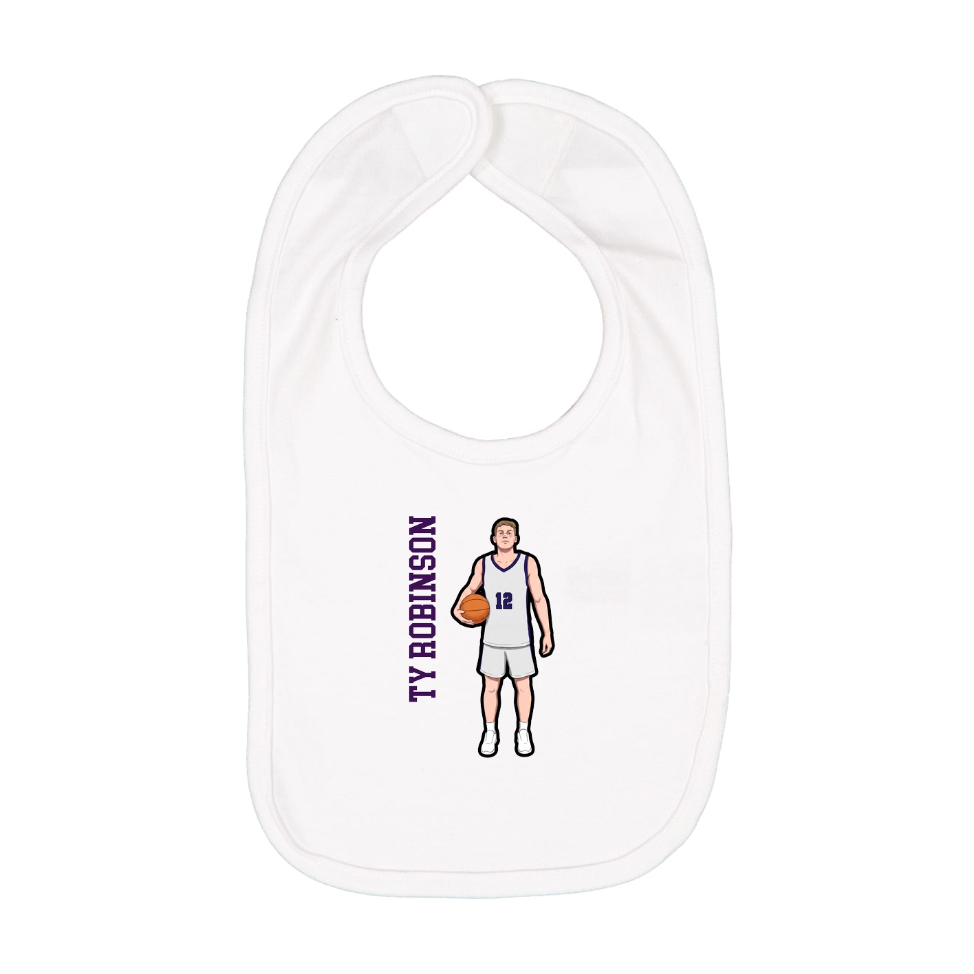 Infant Bib — Name Vertical in White