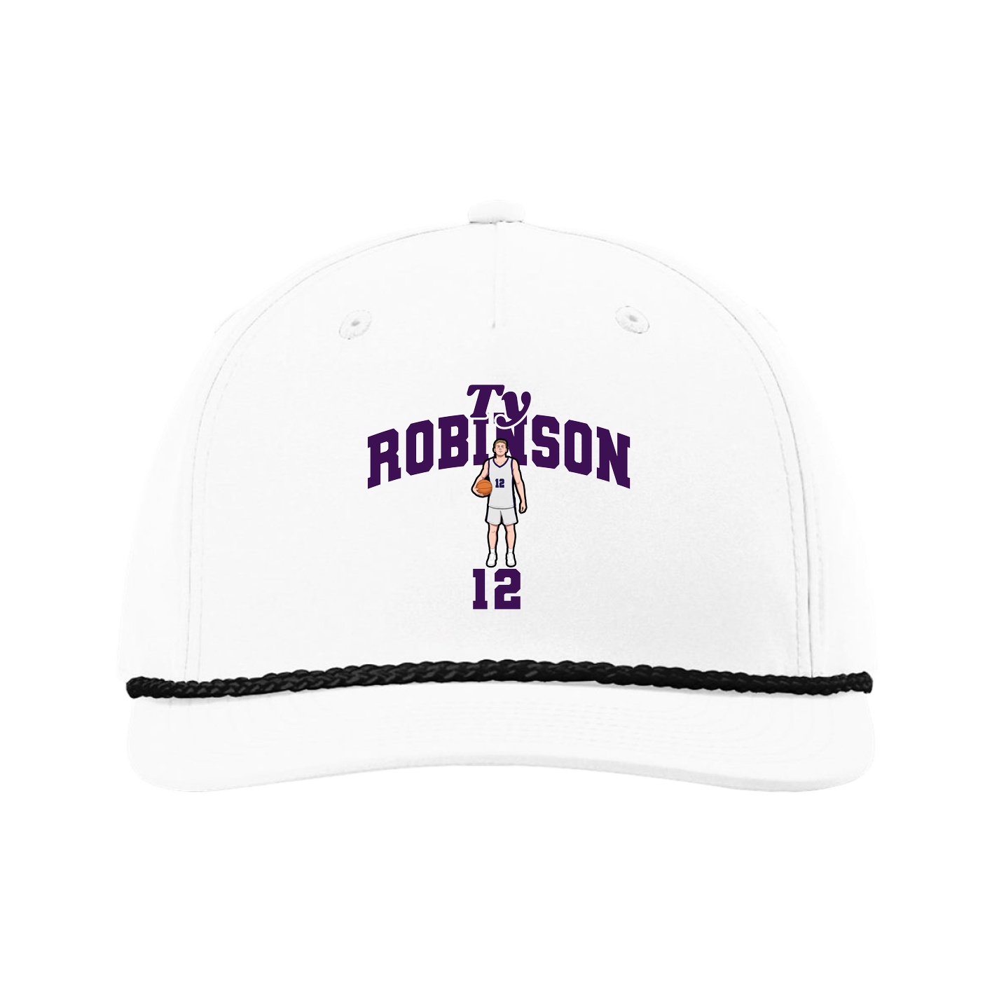 Five-Panel Classic Rope Cap — Signature Arch in White