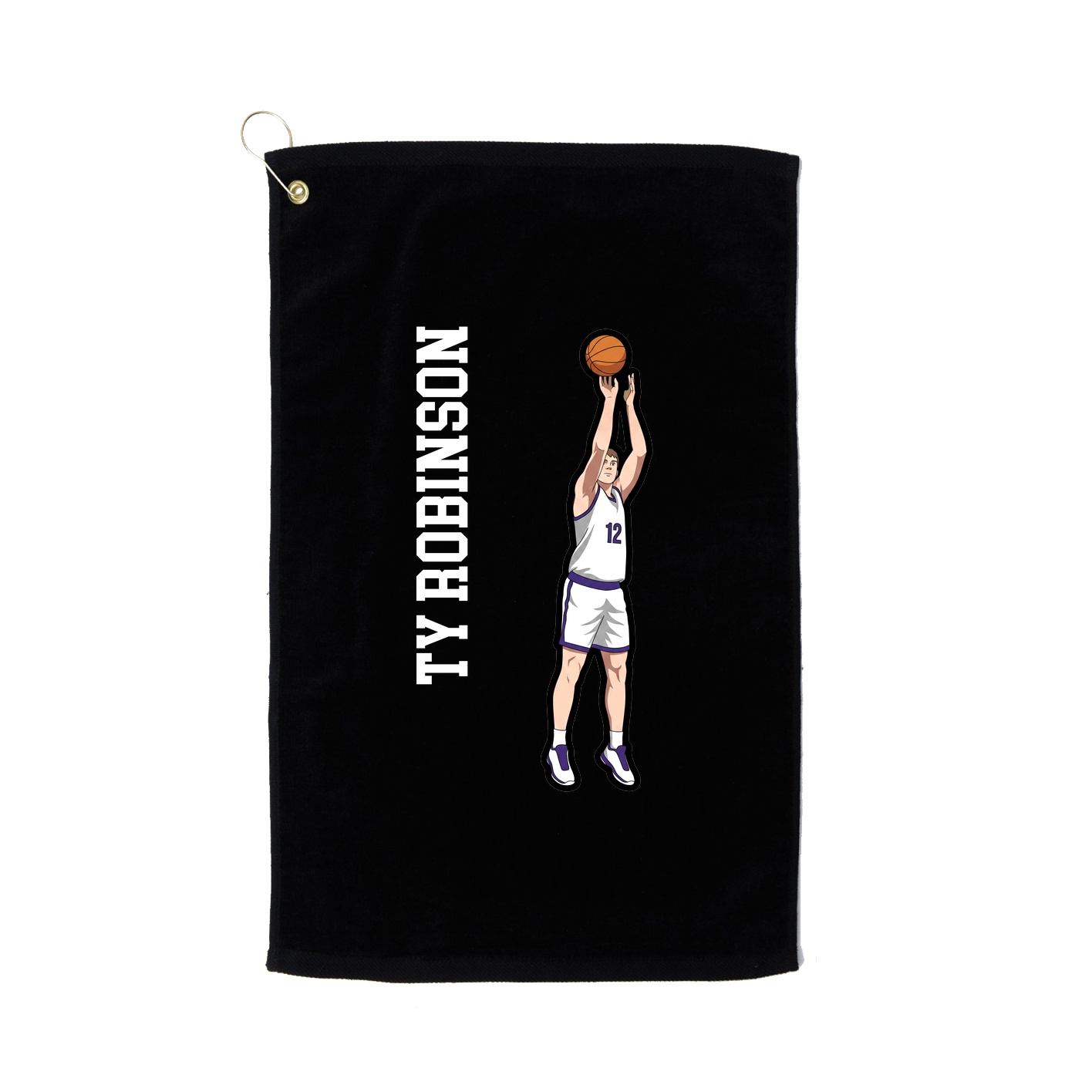 Golf Towel — Name Vertical in Black