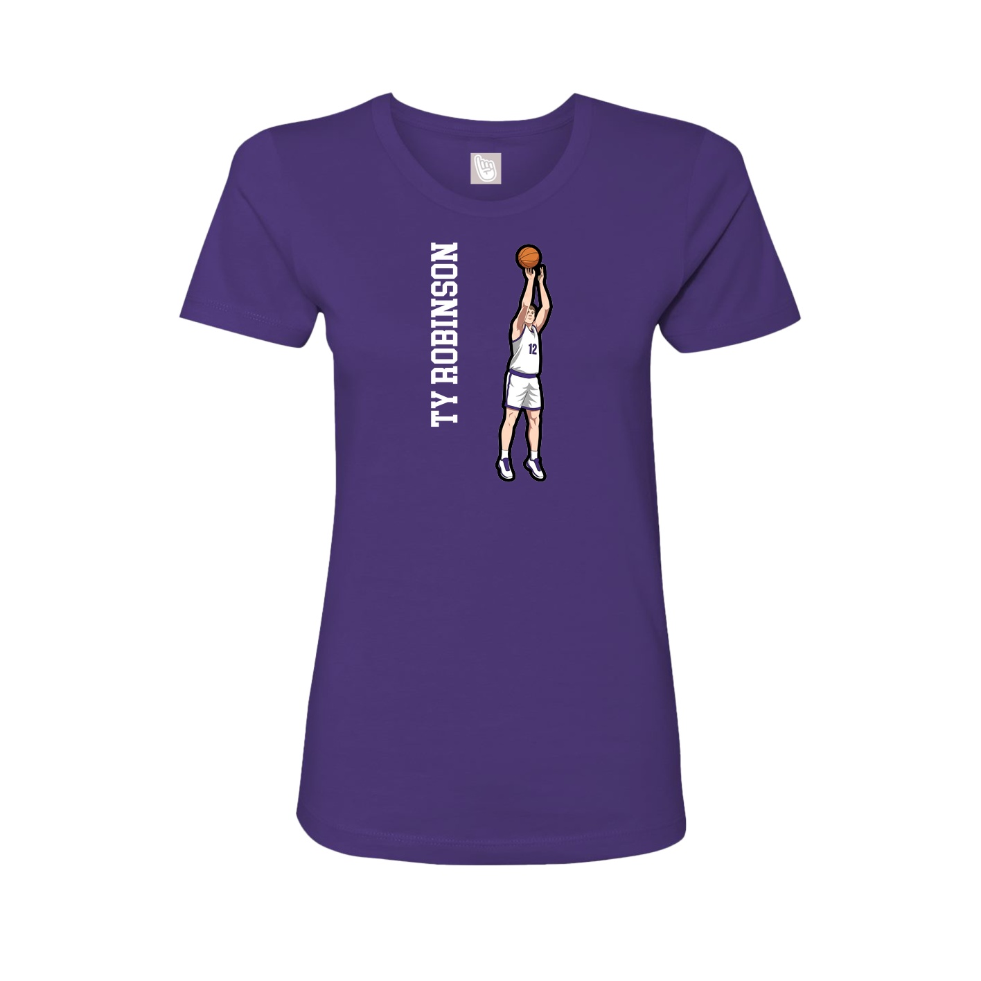 Fitted Women's Tee — Name Vertical in Purple