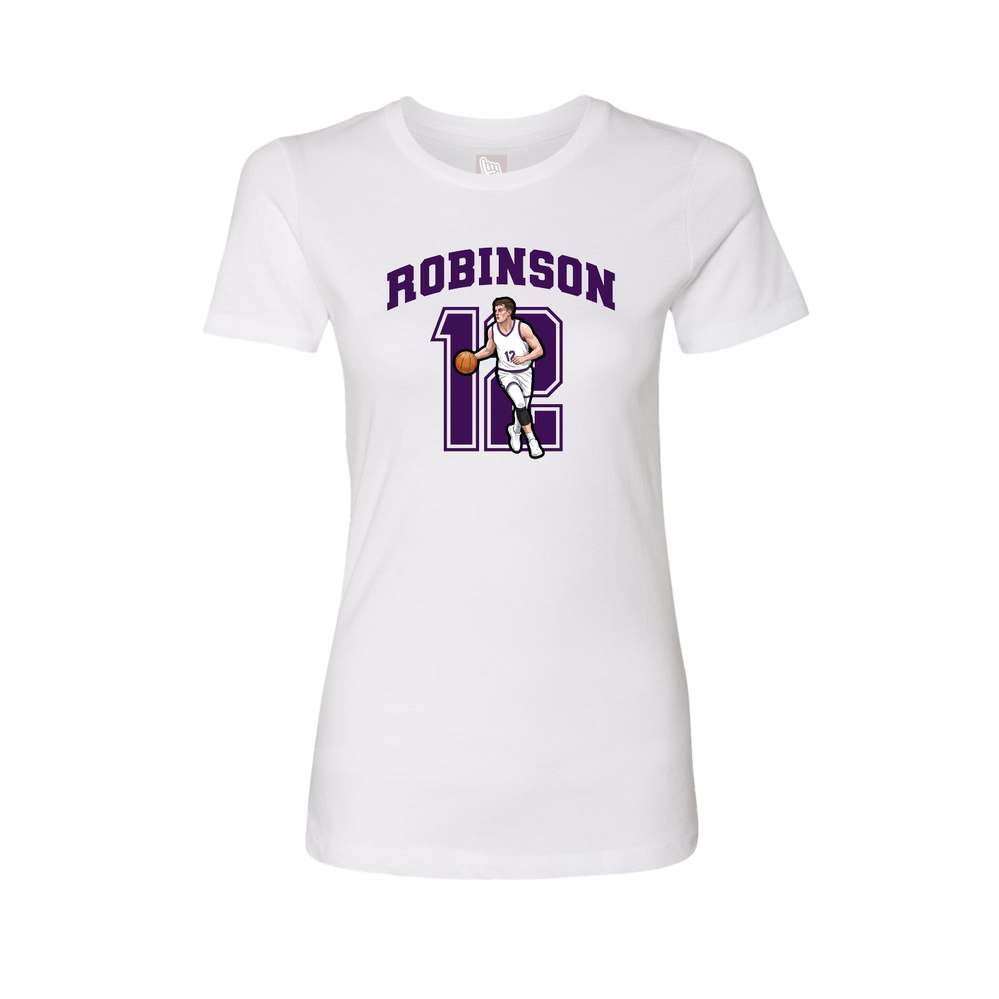 Fitted Women's Tee — Number in White