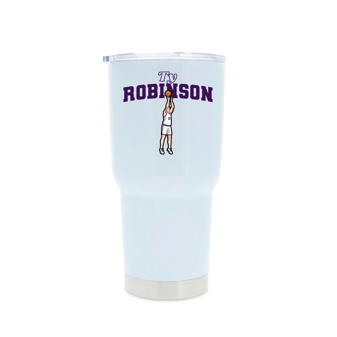 30oz Stainless Steel Tumbler — Name Arch in White