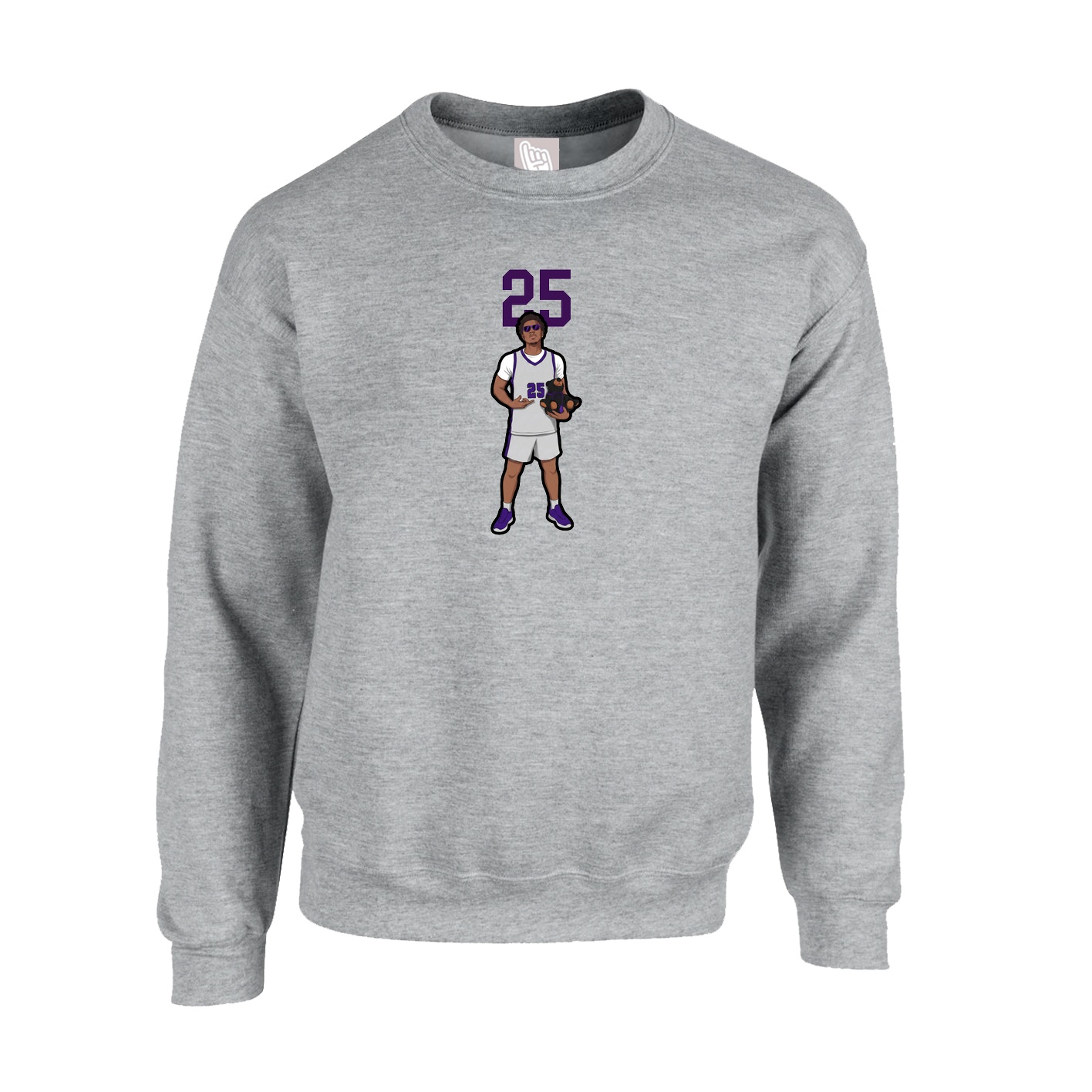 Fleece Crew — Number Top in Grey