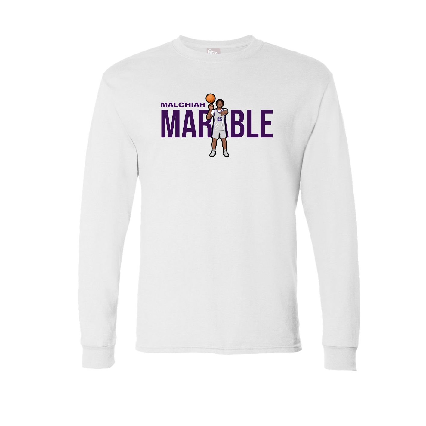 Long Sleeve Tee — Player Name in White