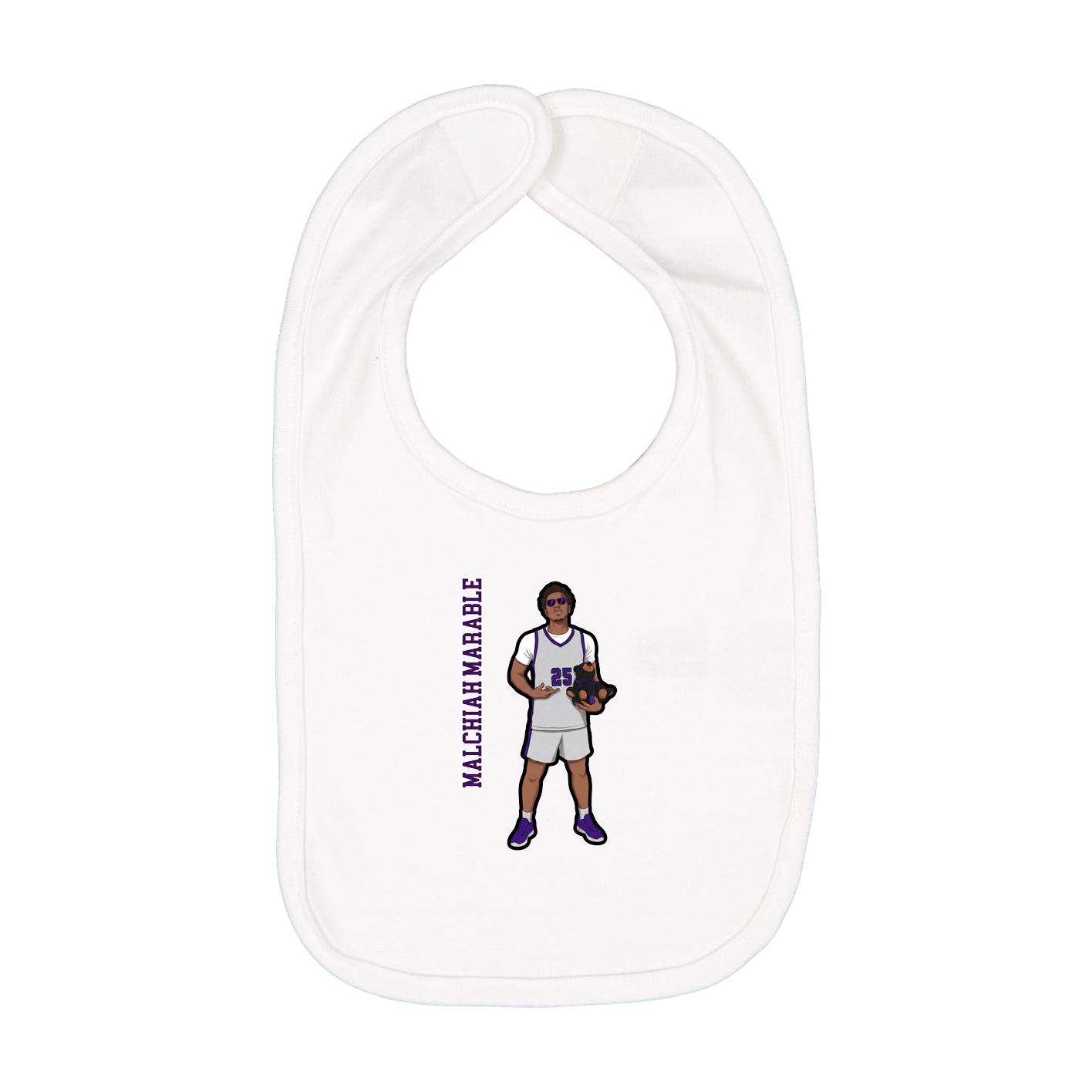 Infant Bib — Name Vertical in White