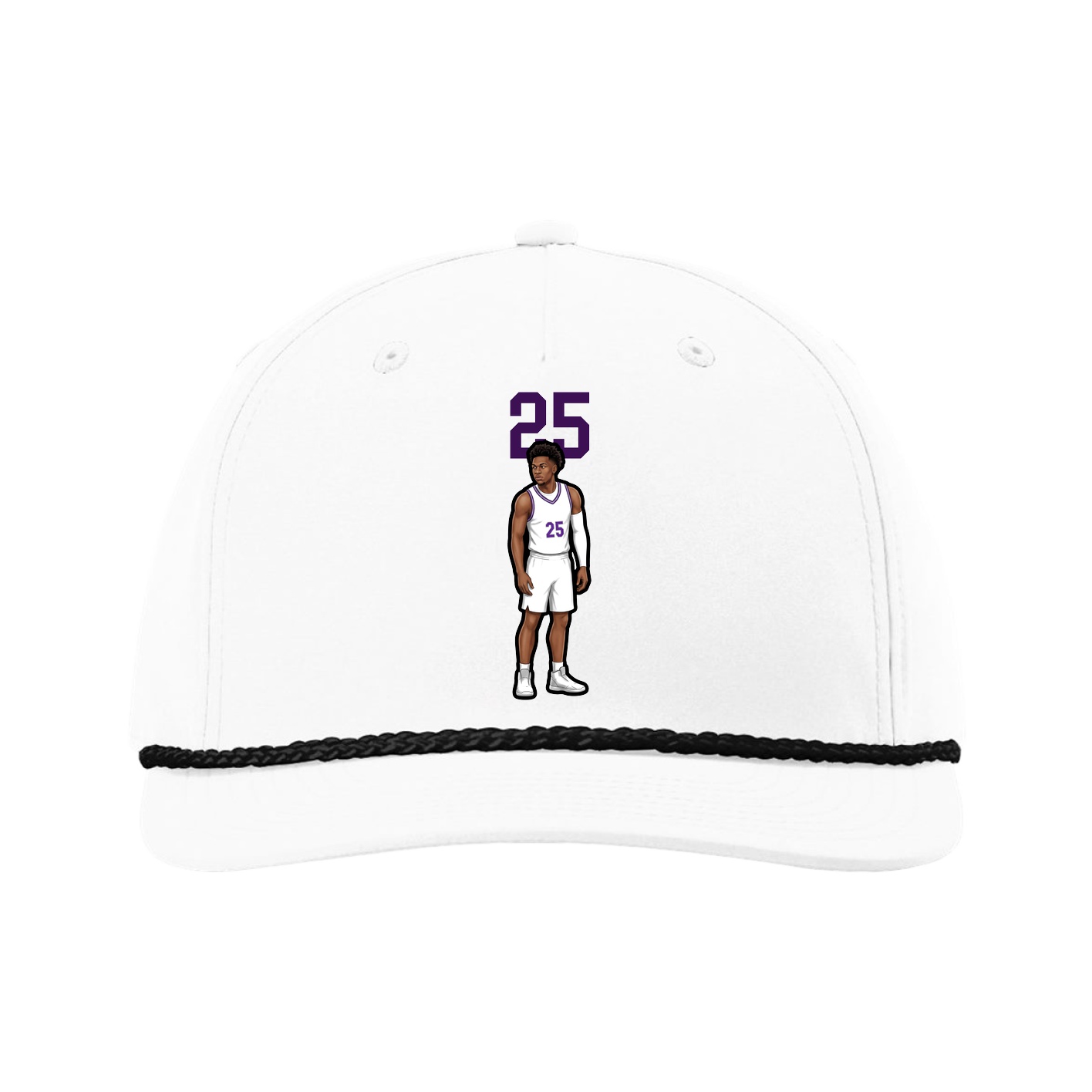 Five-Panel Classic Rope Cap — Number Top in White