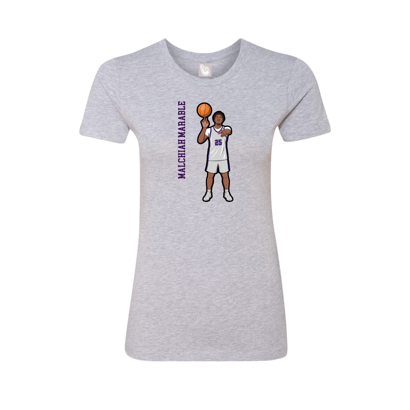 Fitted Women's Tee — Name Vertical in Grey