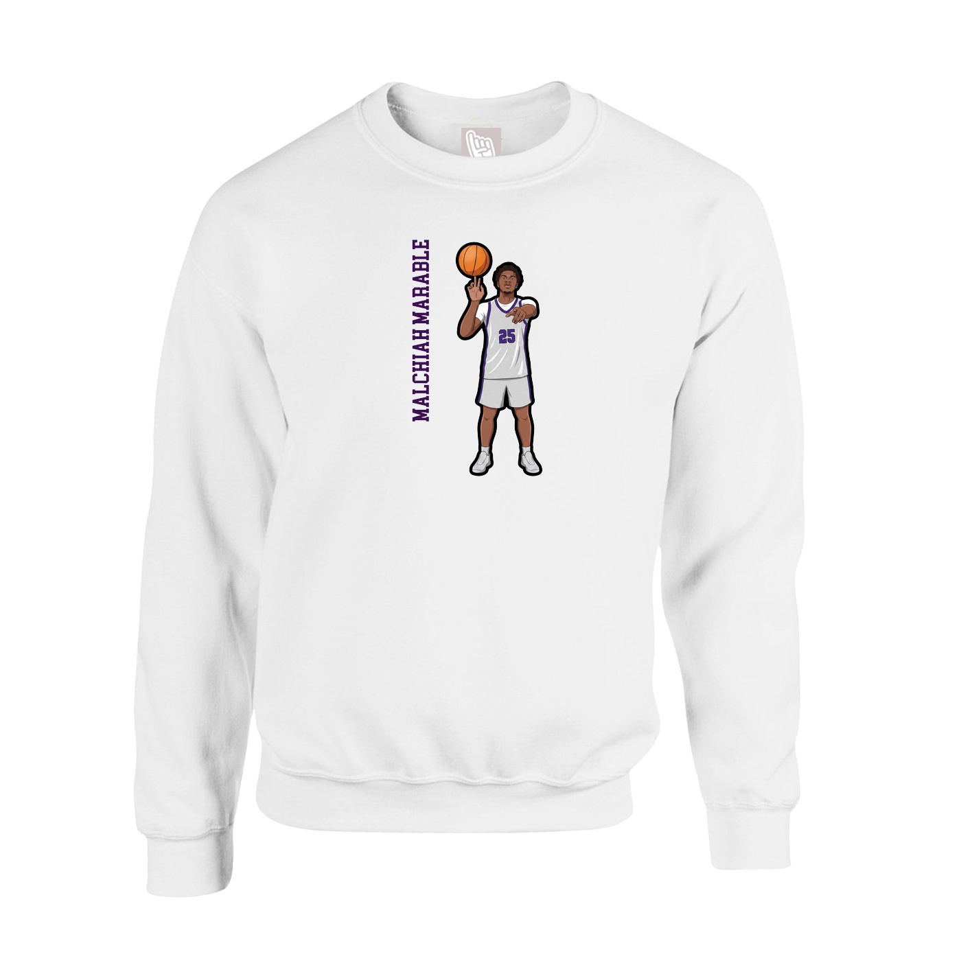 Fleece Crew — Name Vertical in White