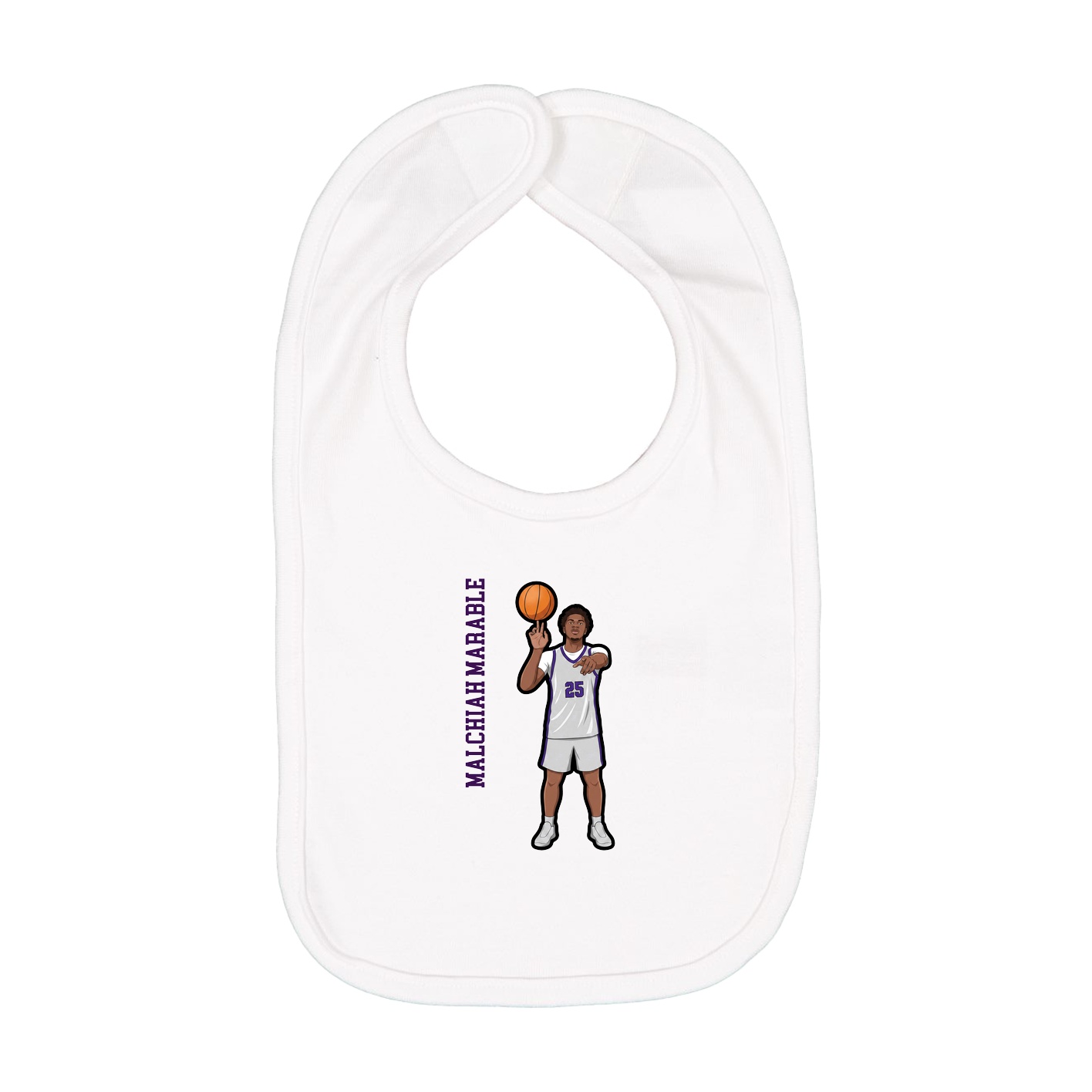Infant Bib — Name Vertical in White