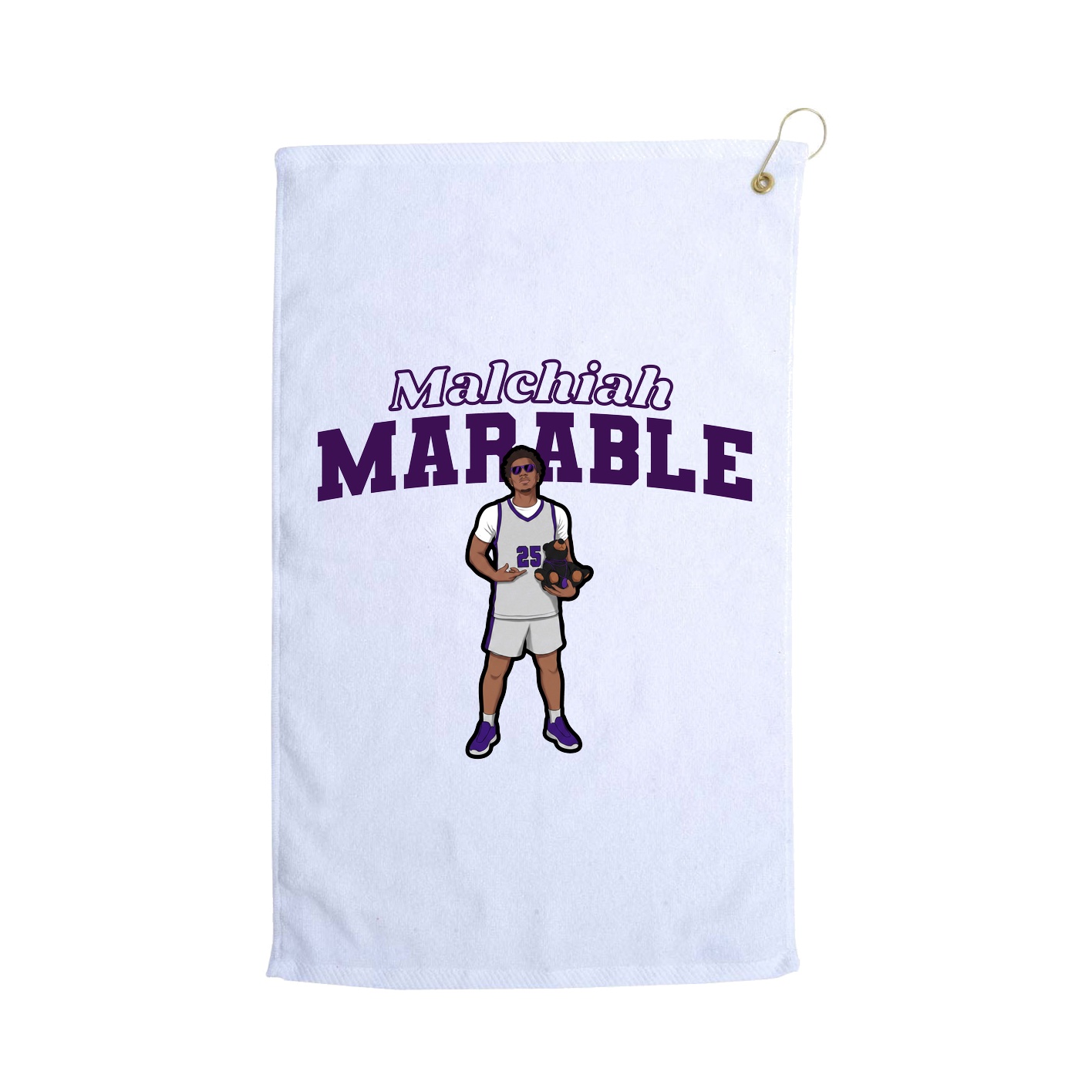 Golf Towel — Name Arch in White
