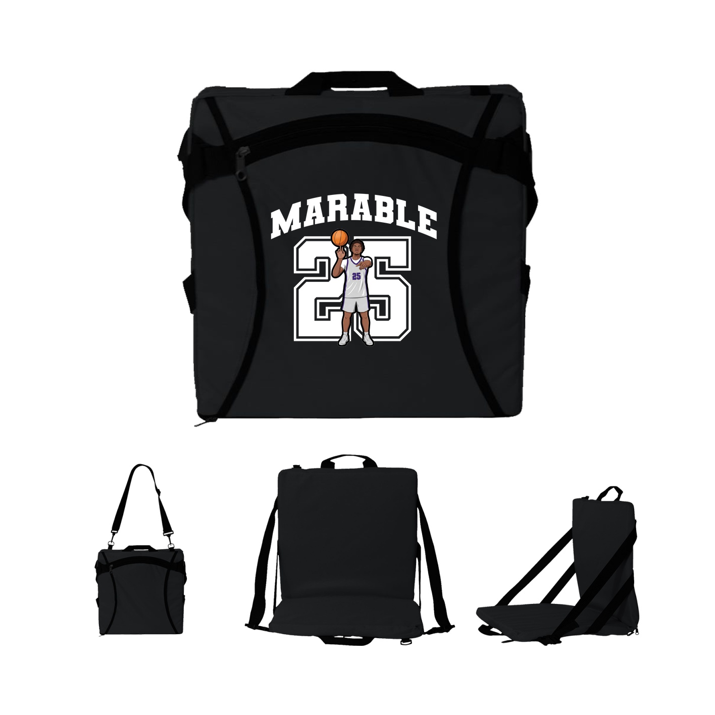 Folding Stadium Seat — Number in Black