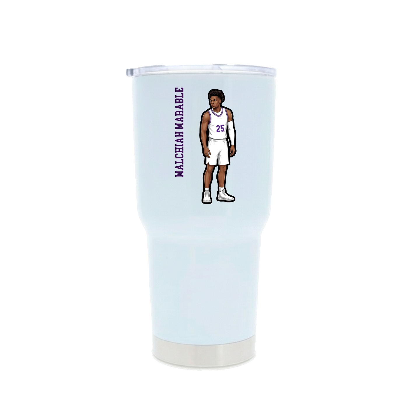30oz Stainless Steel Tumbler — Name Vertical in White