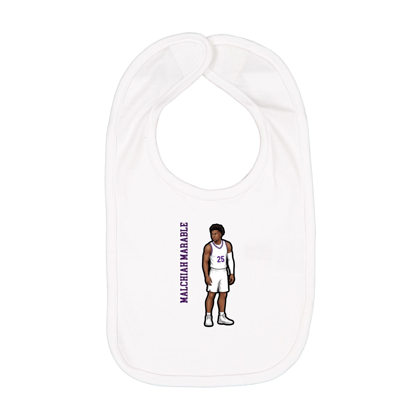 Infant Bib — Name Vertical in White