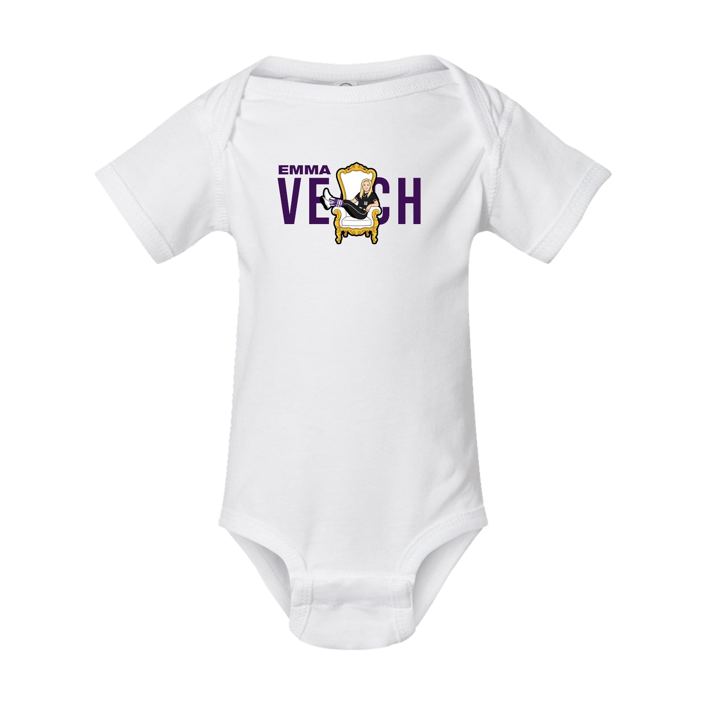 Baby Onesie — Player Name in White