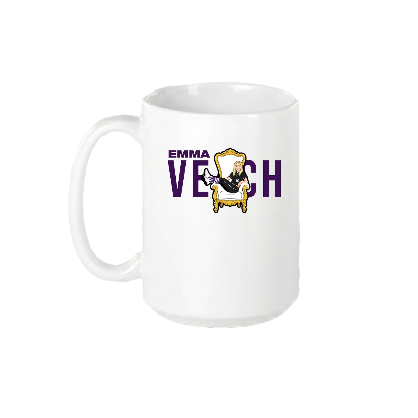 15oz Coffee Mug — Player Name in White