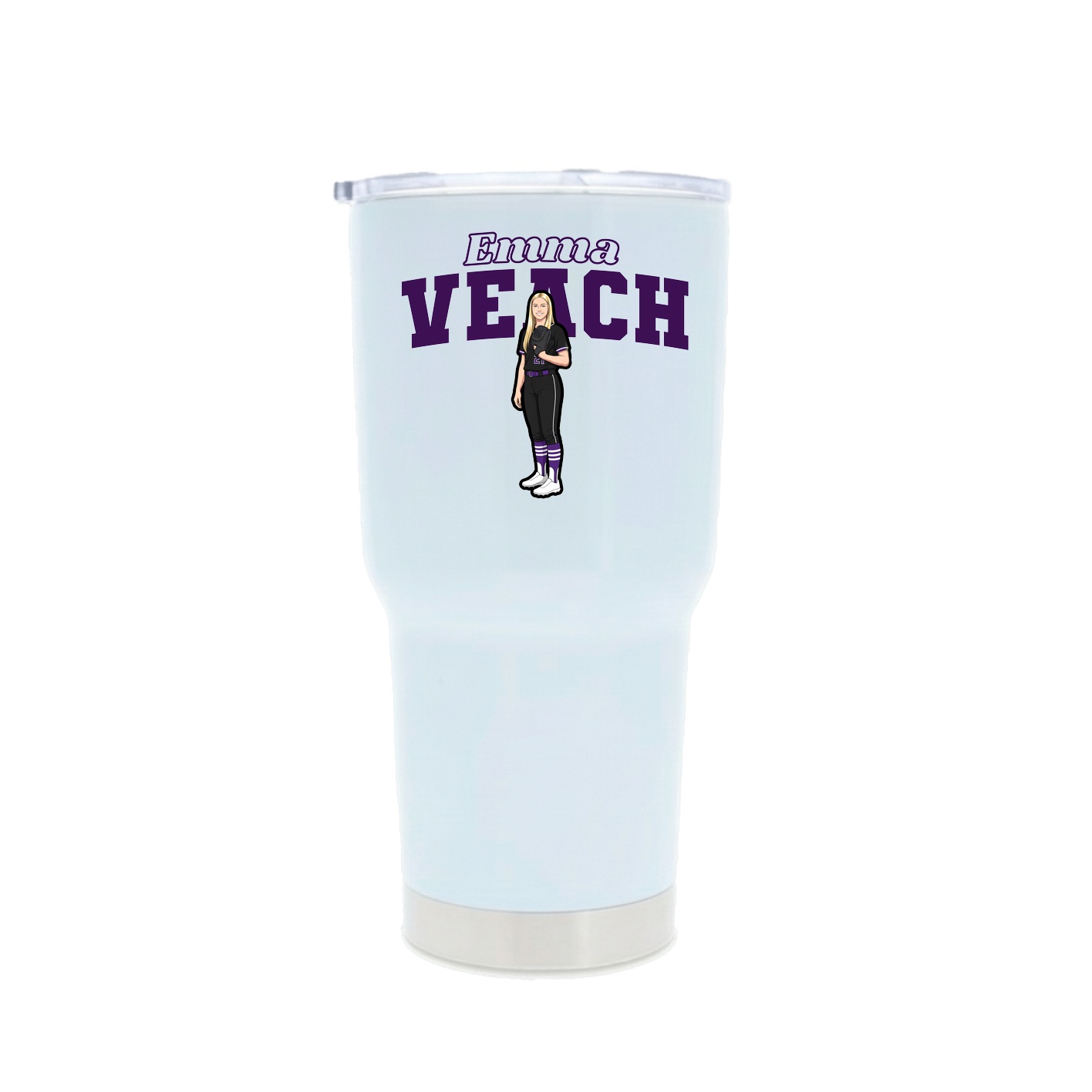 30oz Stainless Steel Tumbler — Name Arch in White