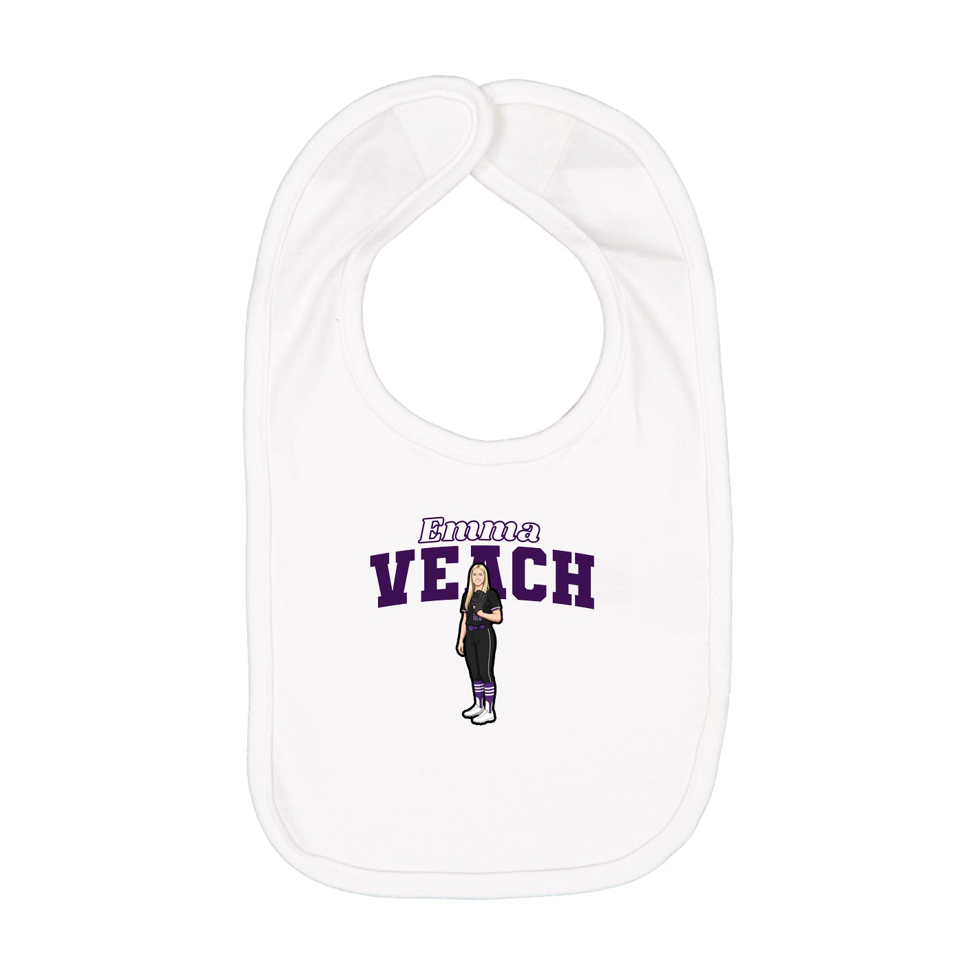 Infant Bib — Name Arch in White