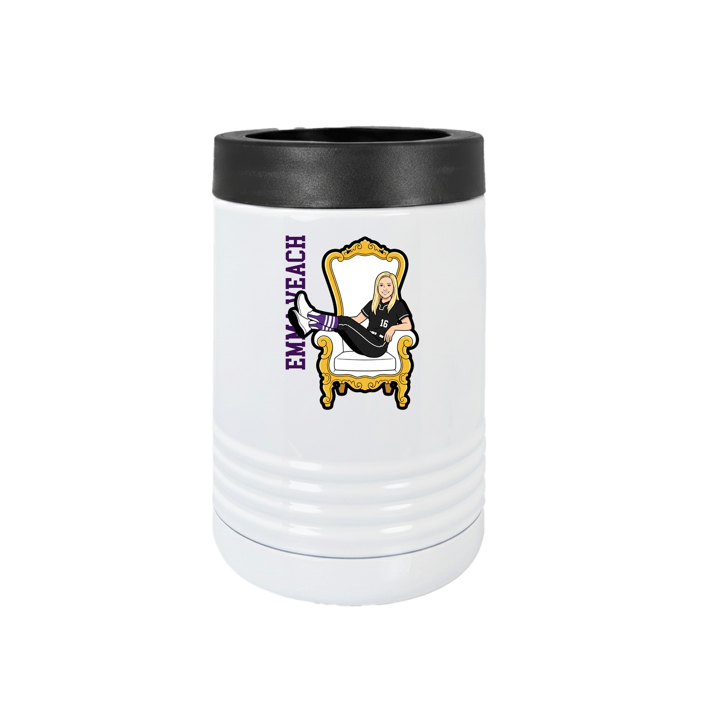 Beverage Holder — Name Vertical in White