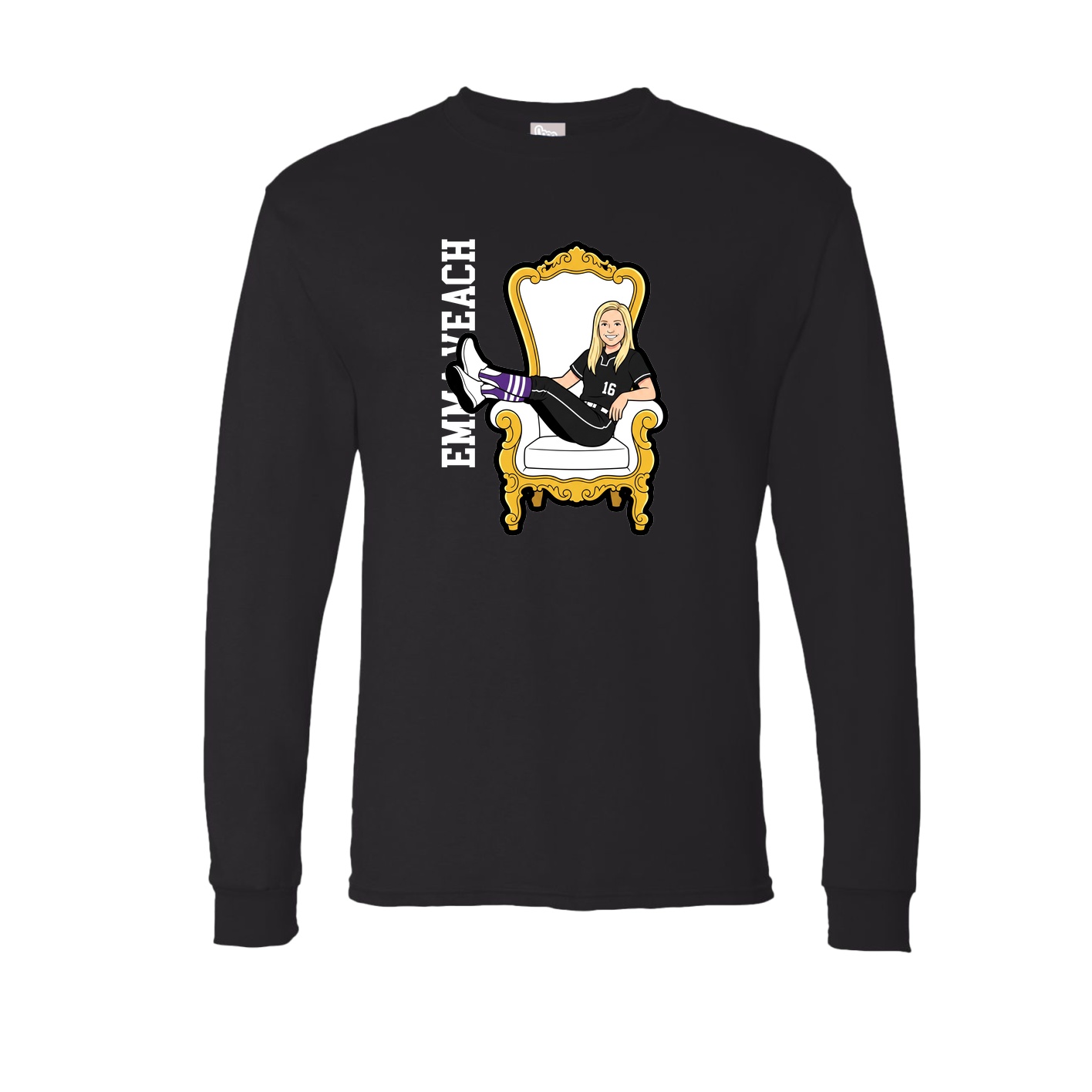 Long Sleeve Tee — Name Vertical in Black