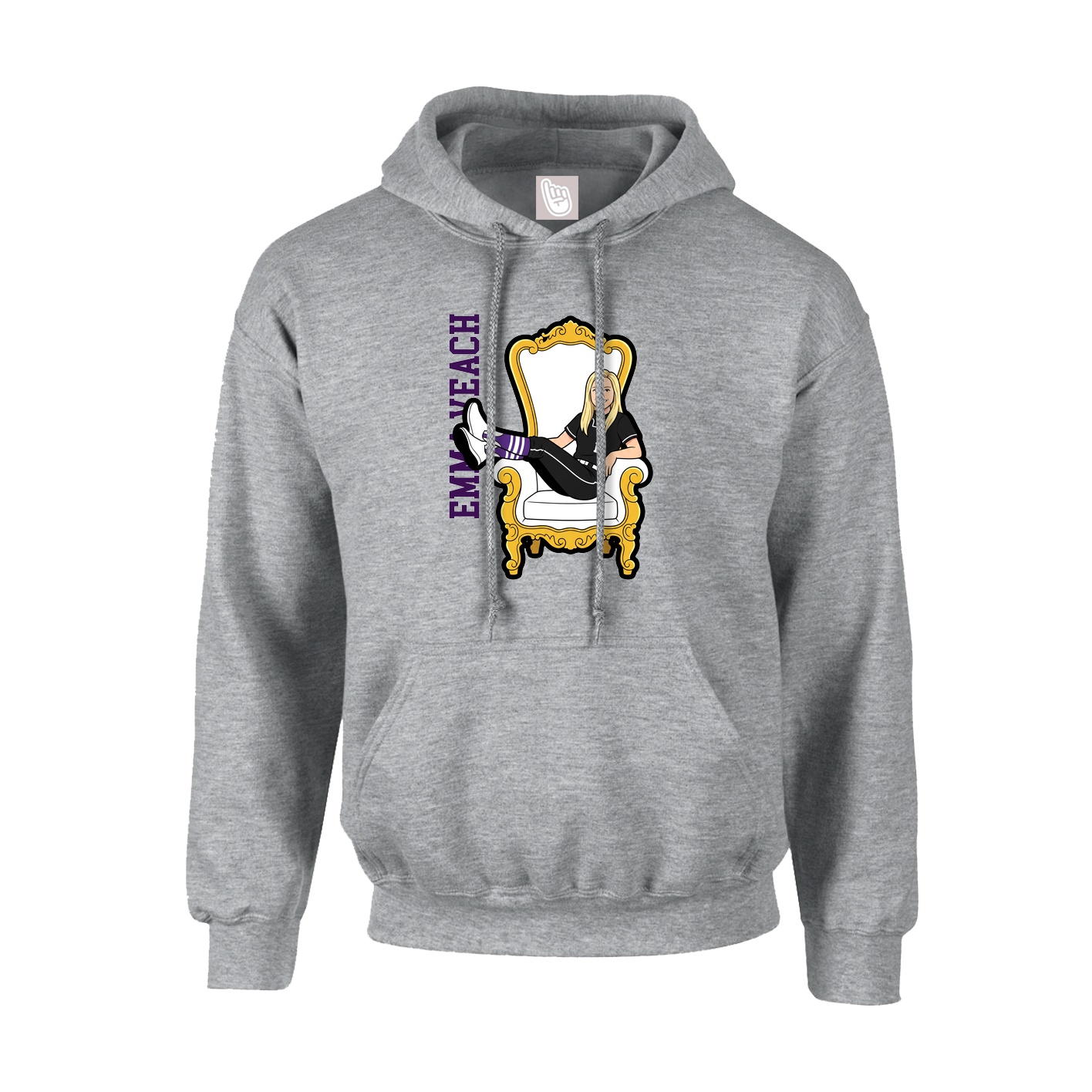 Youth Hoodie — Name Vertical in Grey
