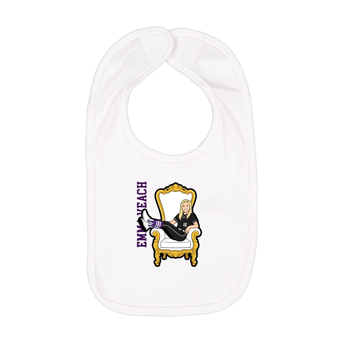Infant Bib — Name Vertical in White