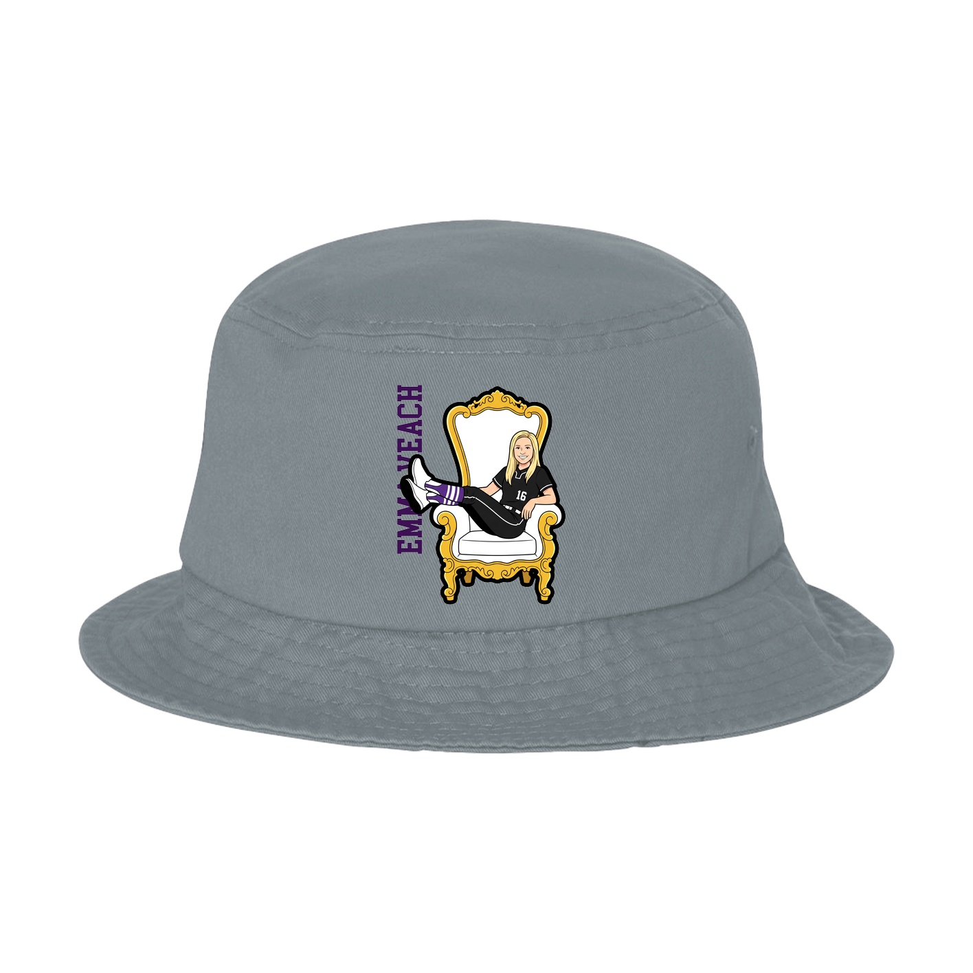 Bucket Cap — Name Vertical in Grey