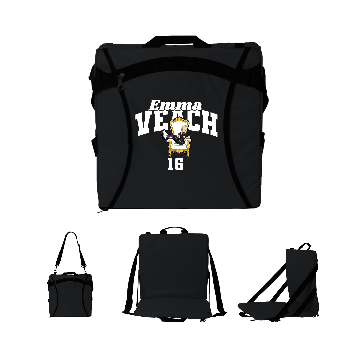 Folding Stadium Seat — Signature Arch in Black