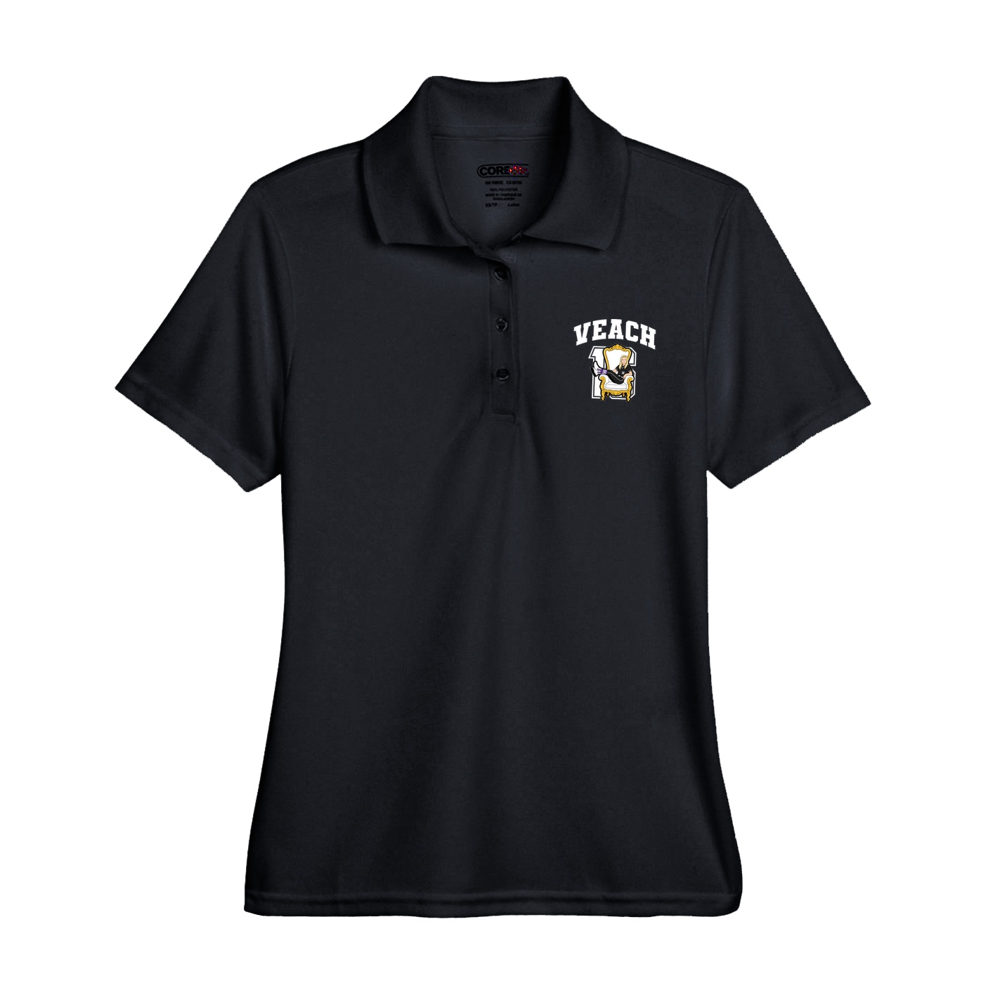 Womens Performance Polo — Number in Black